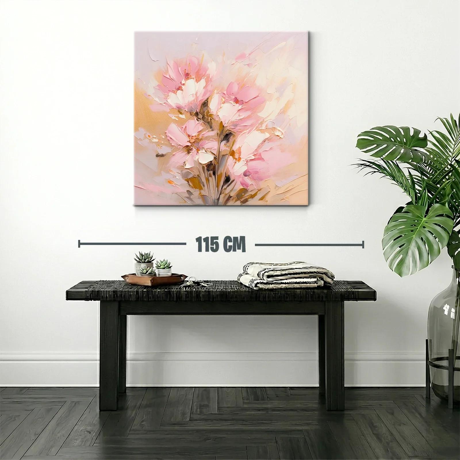 Flores abstractas en suave tonalidad rosa y beige — miniatura 2
