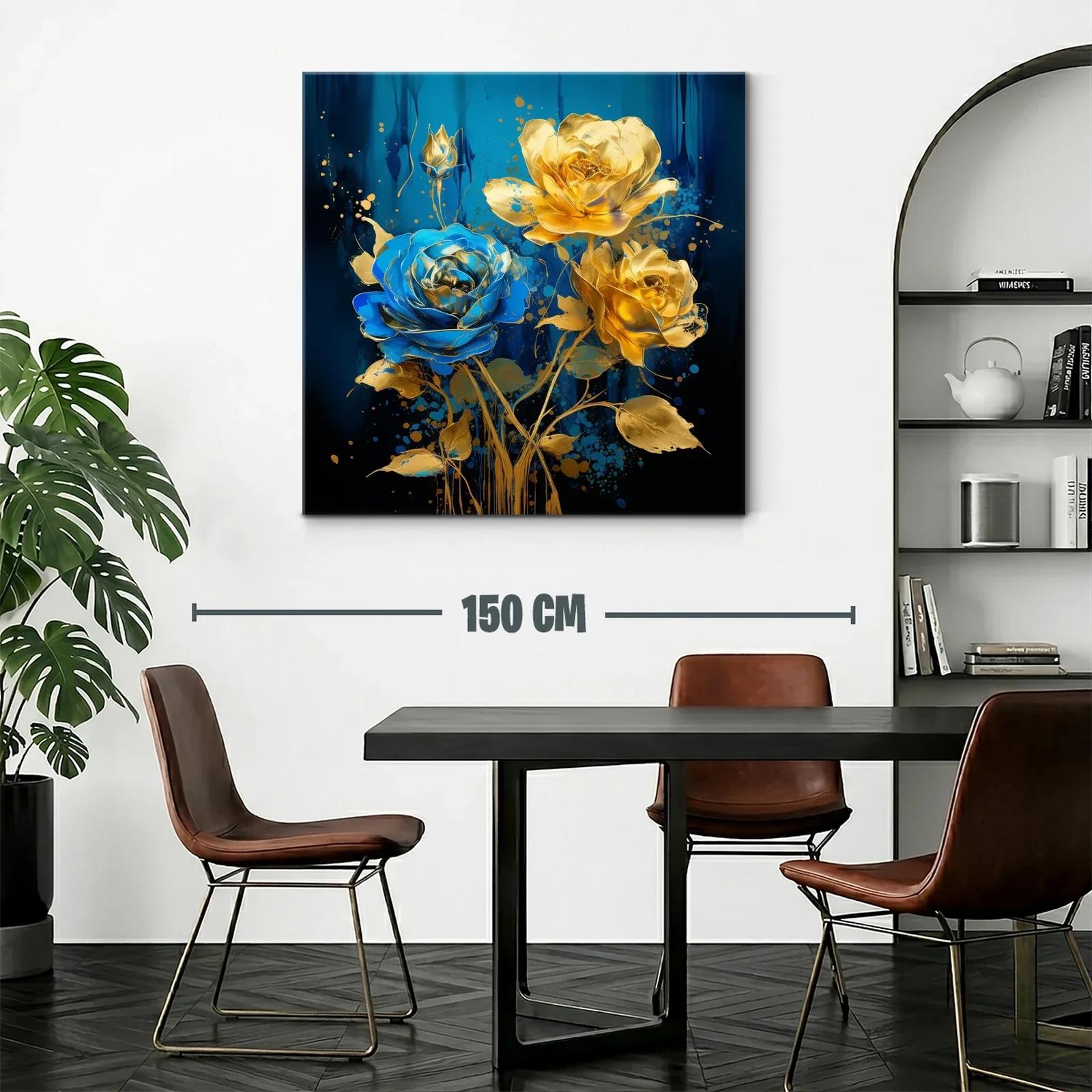 Ramo de rosas doradas y azul eléctrico vibrante — miniatura 2