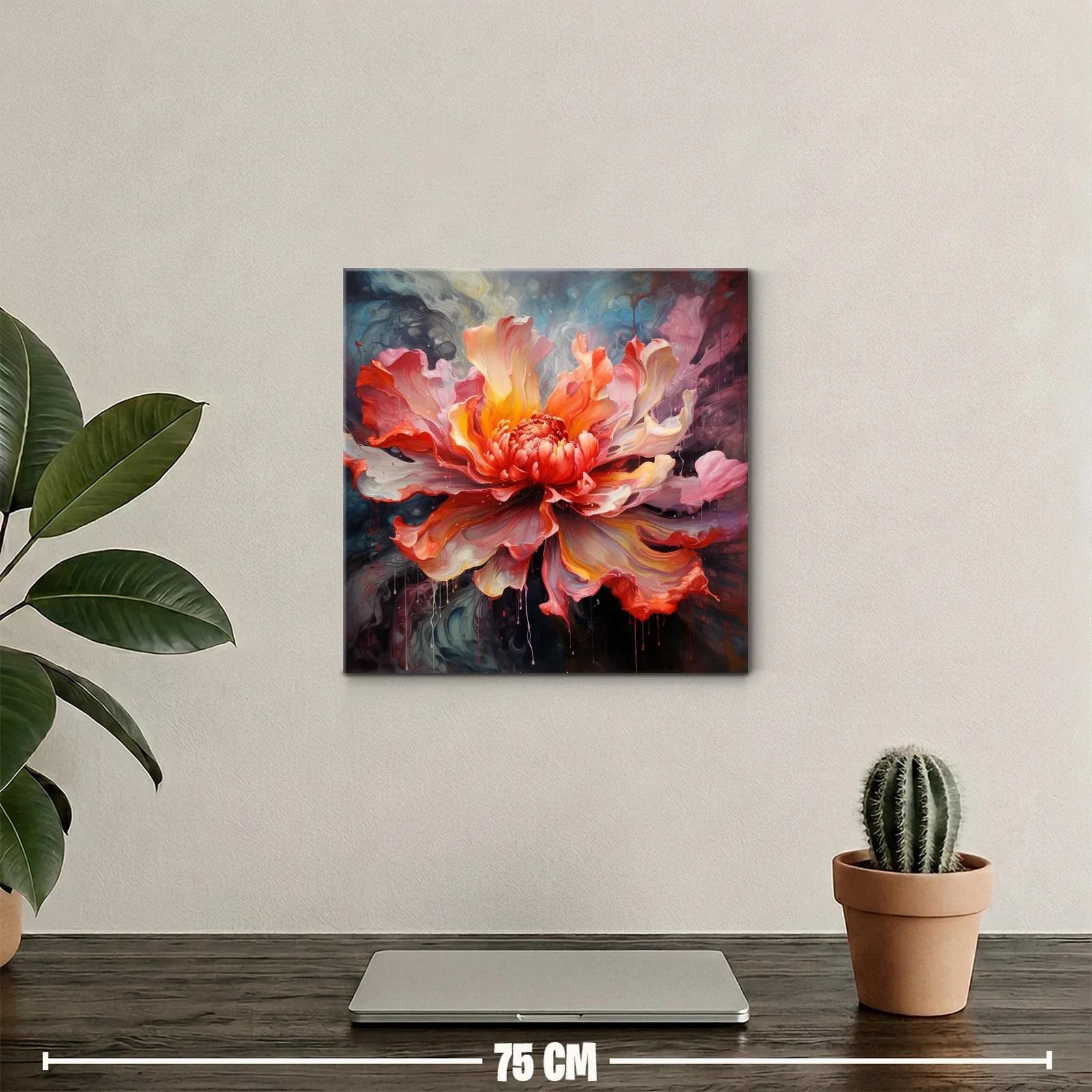 Flor vibrante con tonos cálidos y fondo misterioso — miniatura 2