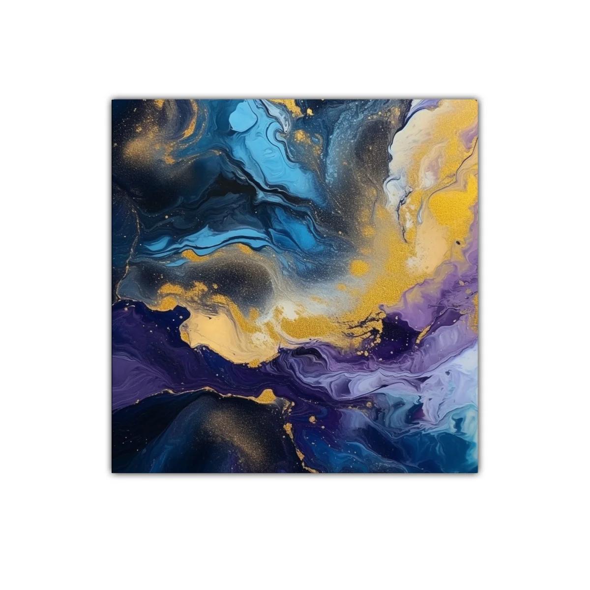 Cuadro decorativo con diseño abstracto en tonos azules y dorados — miniatura 1
