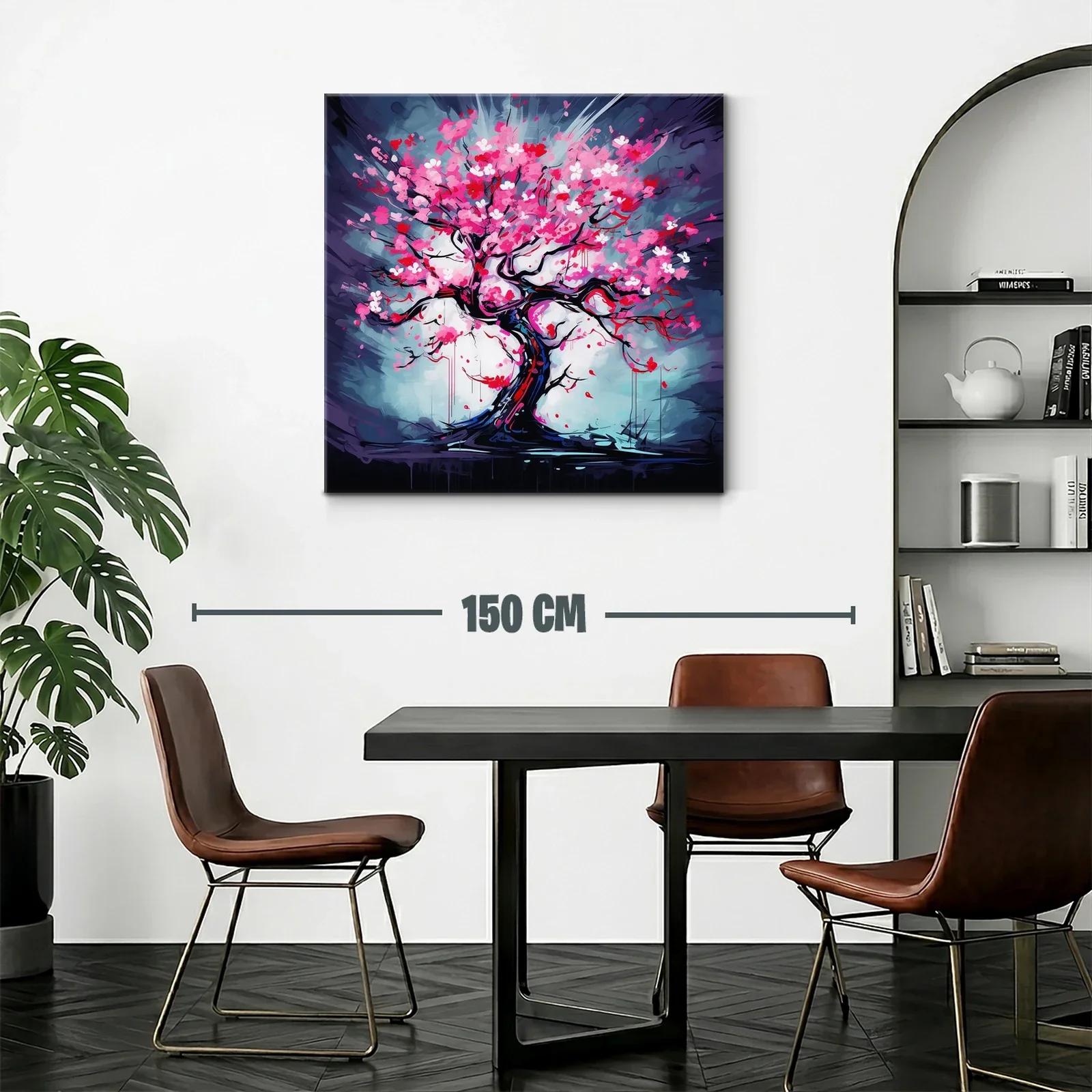 Árbol de flores vibrantes en tonos rosas y rojos — miniatura 2