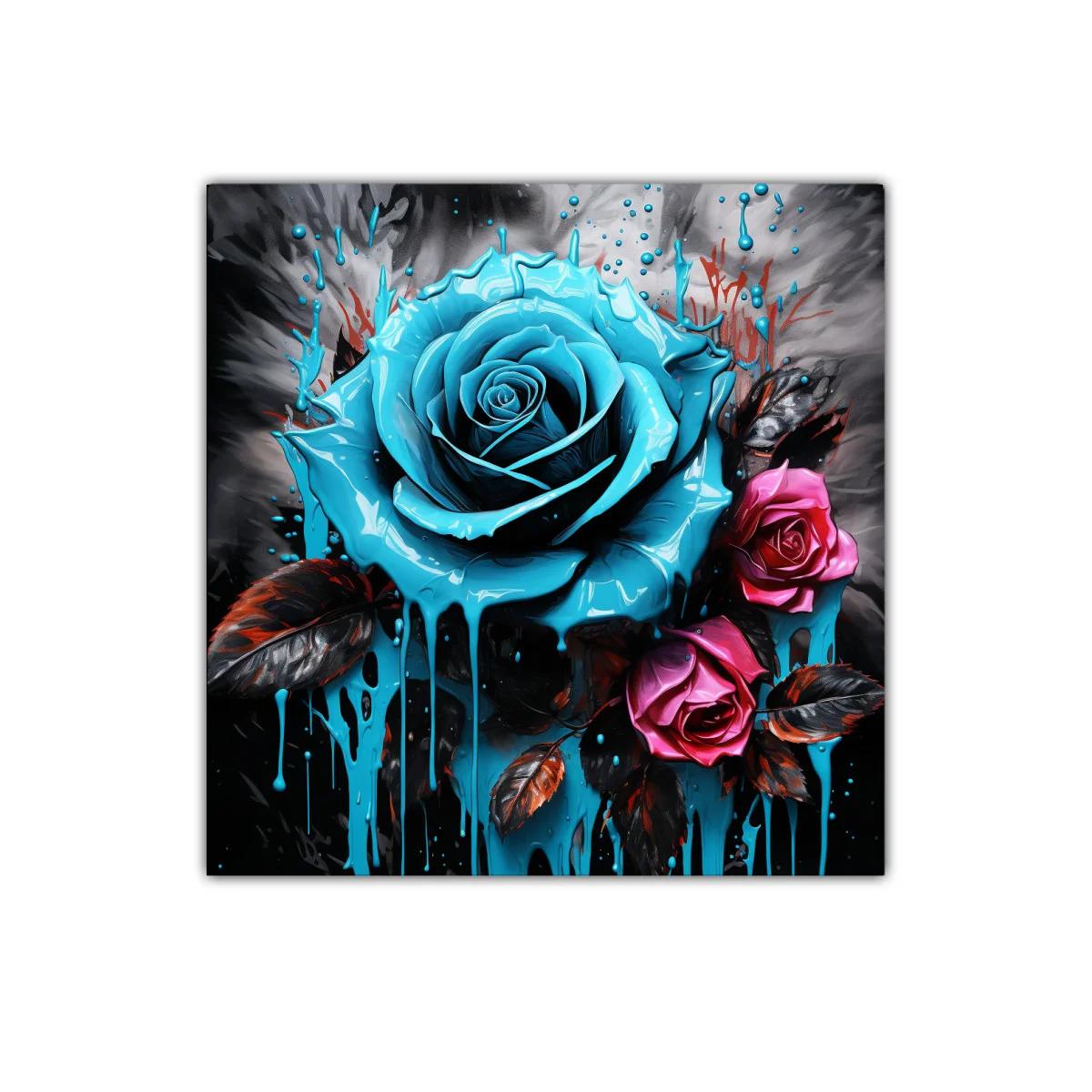Rosas vibrantes con efecto pintura líquida en tonos intensos — miniatura 1