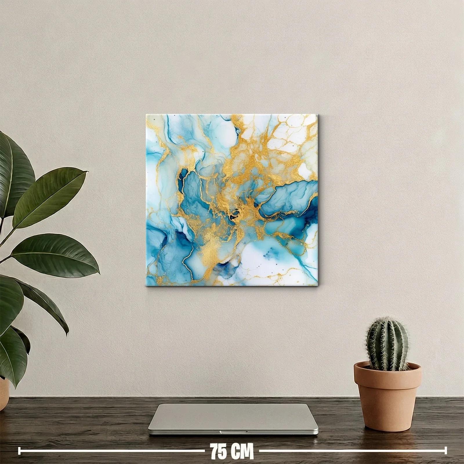 Abstracción elegante en azul con detalles dorados brillantes — miniatura 2