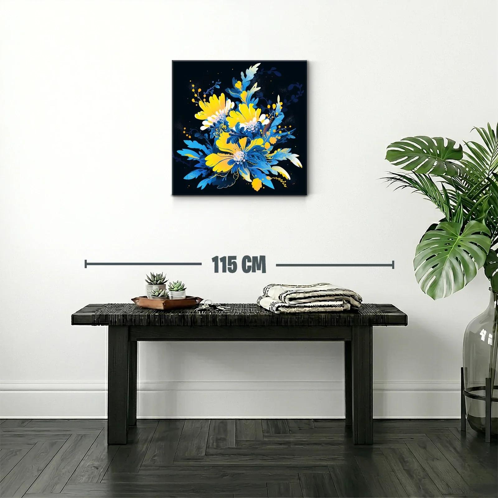 Composición floral vibrante en tonos azul y amarillo — miniatura 2