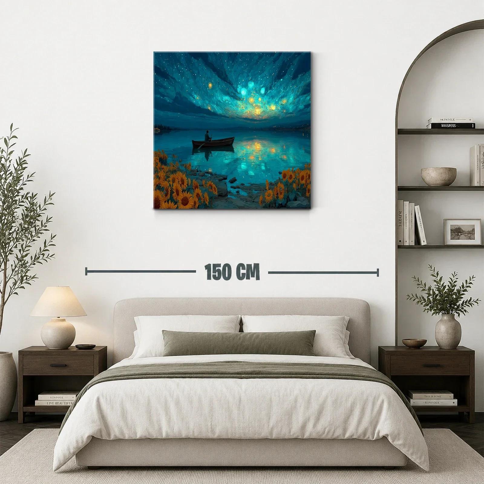 Tranquilidad nocturna entre girasoles y luz estelar — miniatura 3