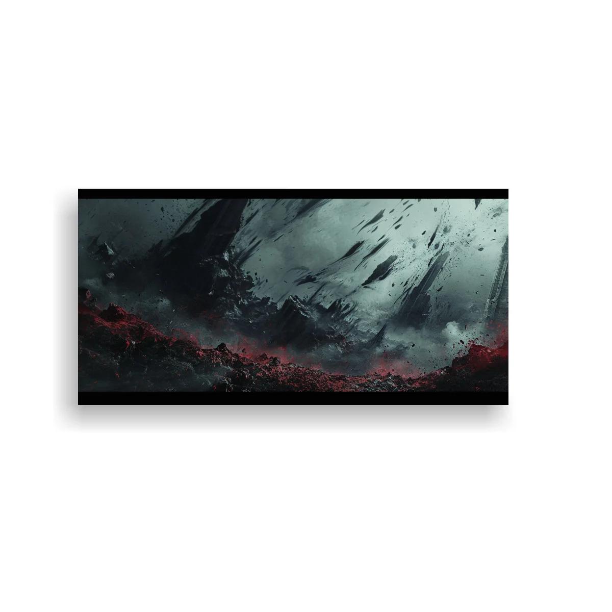 Cuadro paisaje abstracto oscuro con horizonte rojizo — imagen principal
