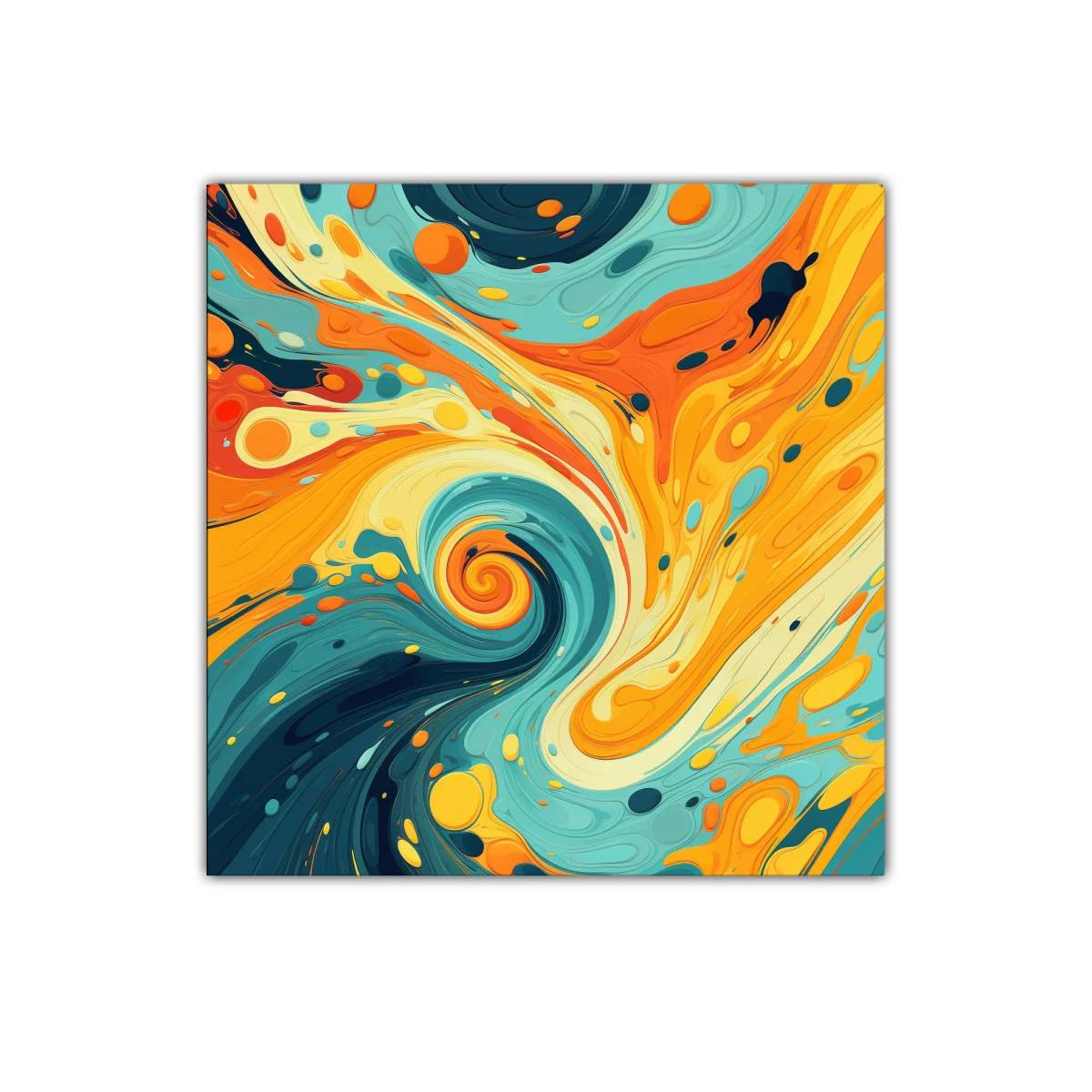Composición abstracta en tonos cálidos y azules vibrantes — miniatura 1