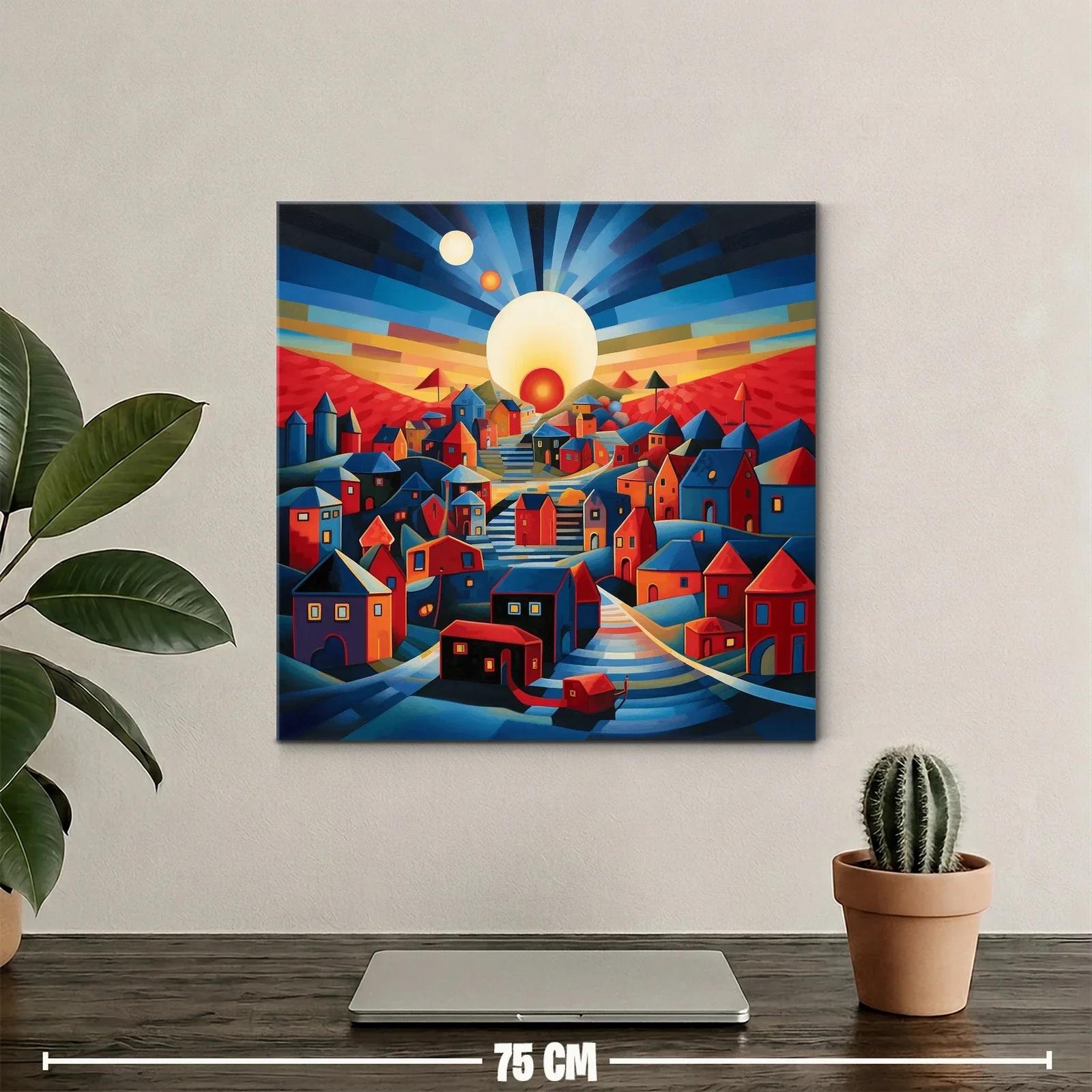 Pueblo al amanecer con luces cálidas y vibrantes — miniatura 2