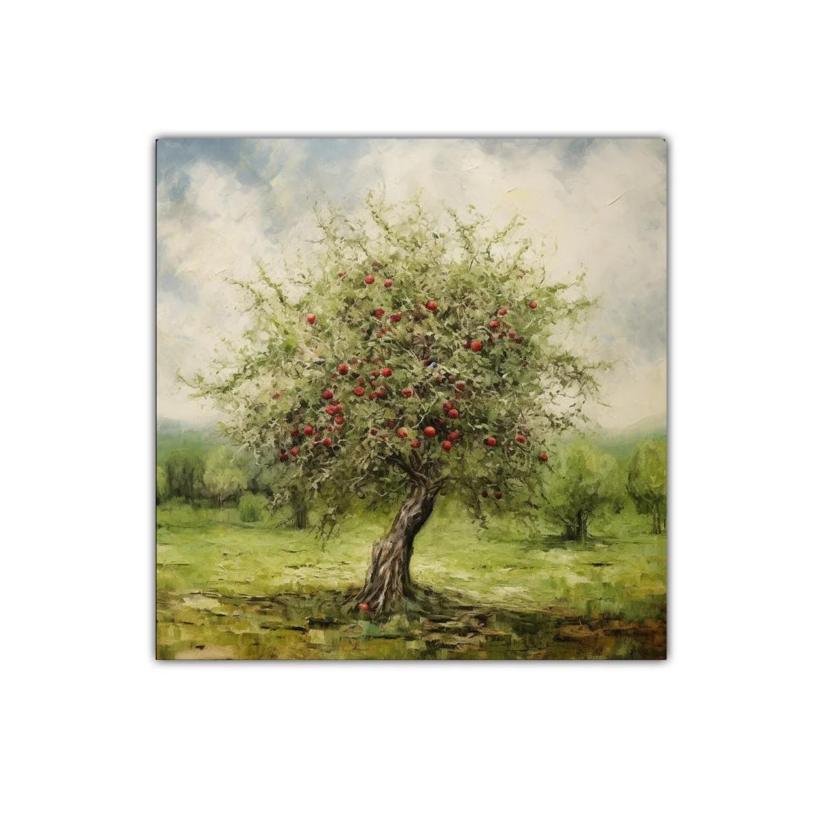 Árbol frutal con manzanas rojas en paisaje natural — miniatura 1