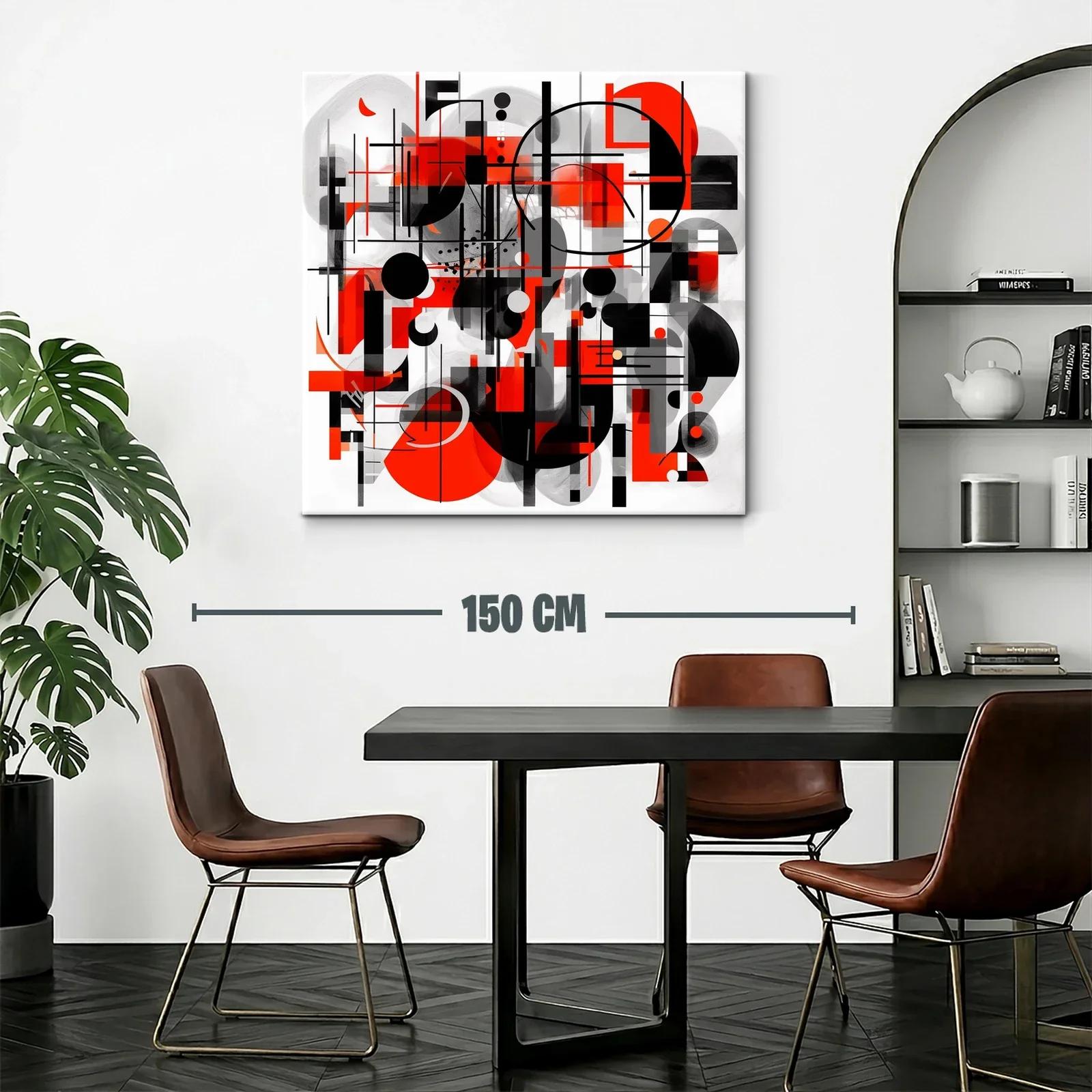 Composición geométrica en rojo negro y gris para espacios modernos — miniatura 2