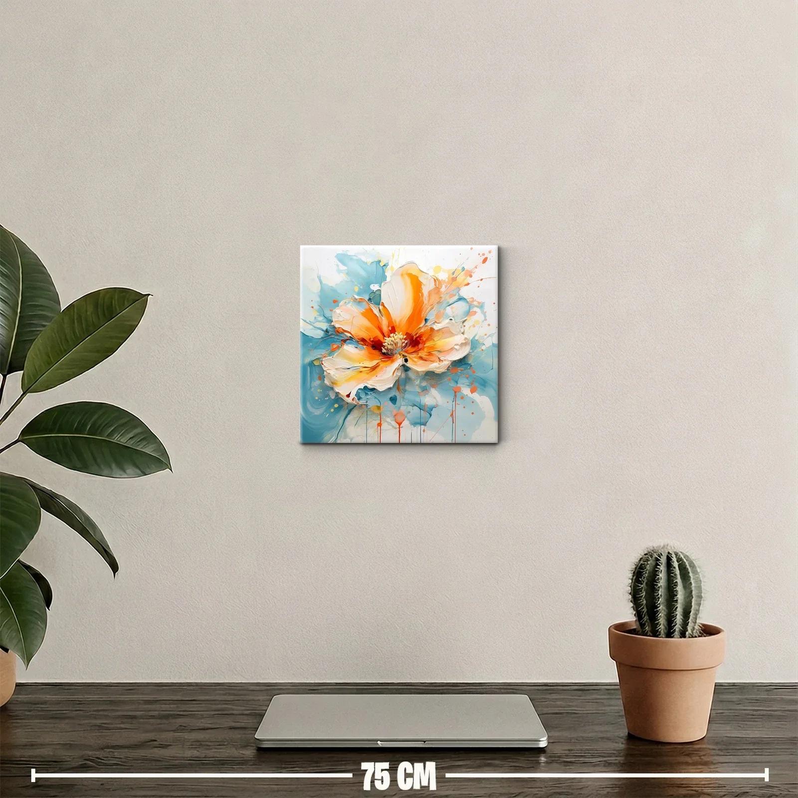 Cuadro flor vibrante con tonos cálidos y acuarelados — miniatura 2