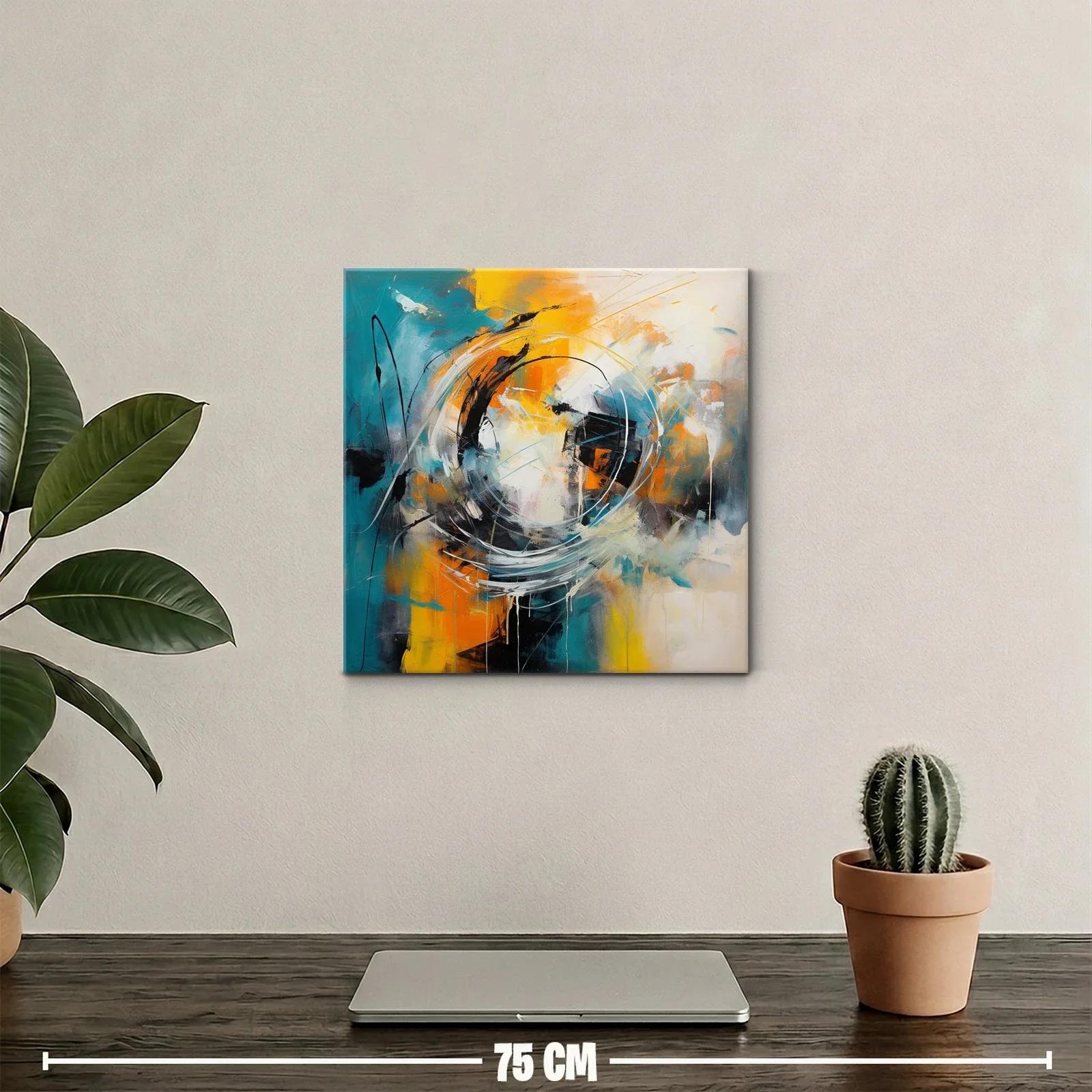 Cuadro abstracto en tonos vivos y formas circulares — miniatura 2