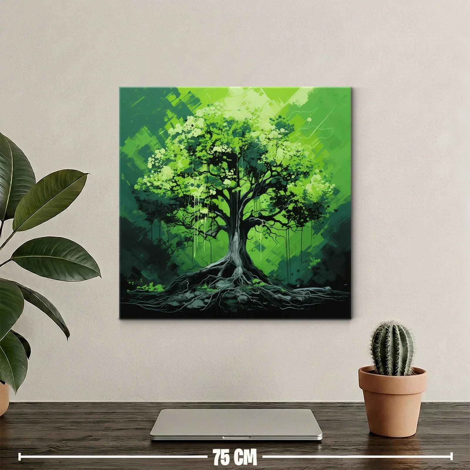 Cuadro árbol verde con raíces y copa frondosa — miniatura 2