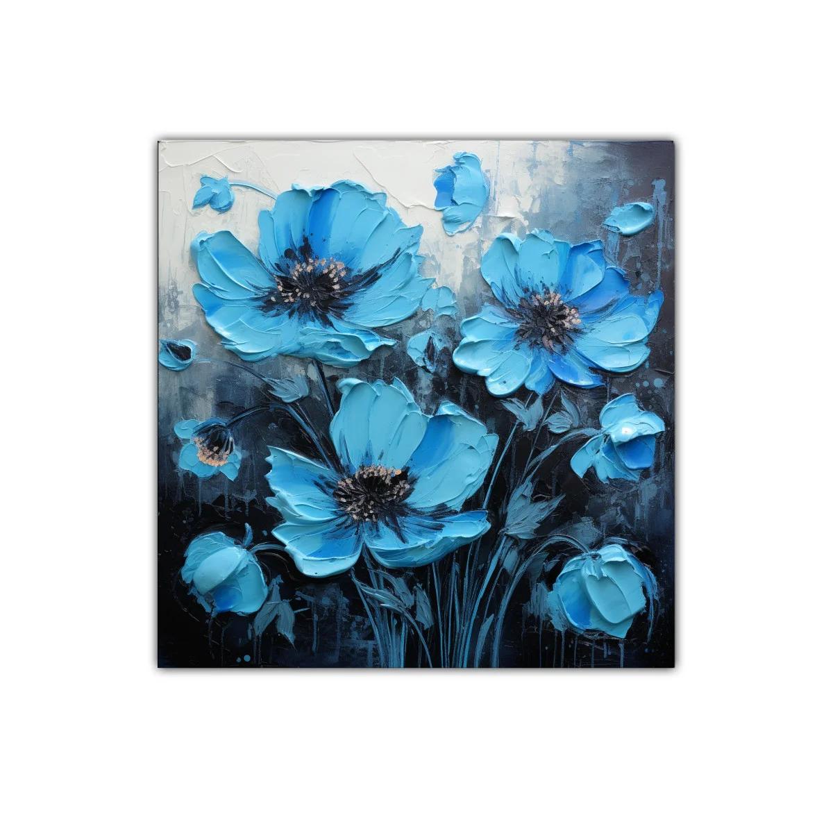Flores azules vibrantes sobre fondo oscuro elegante