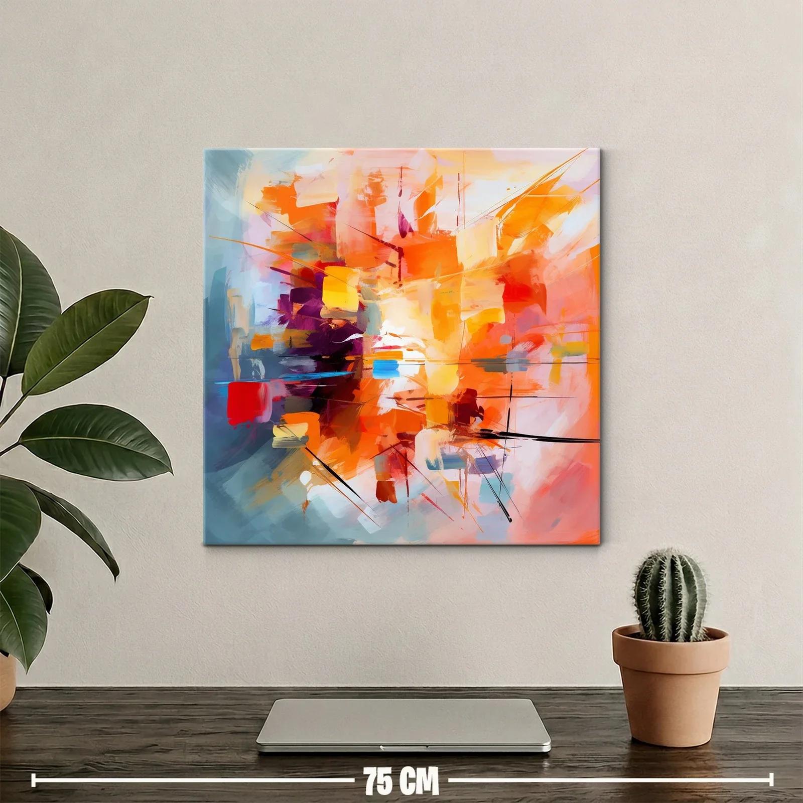 Cuadro Abstracto en Vibrantes Tonos Naranjas y Azules — miniatura 2