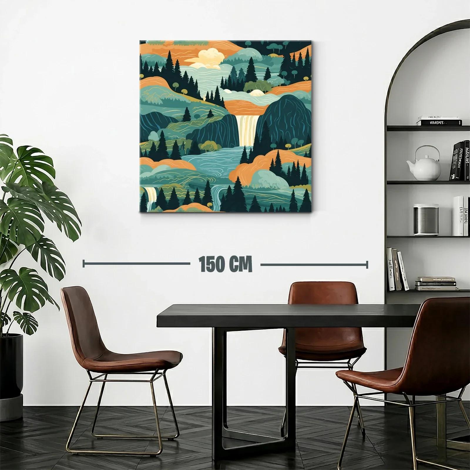Paisaje sereno con cascadas y montañas en tonos cálidos — miniatura 2