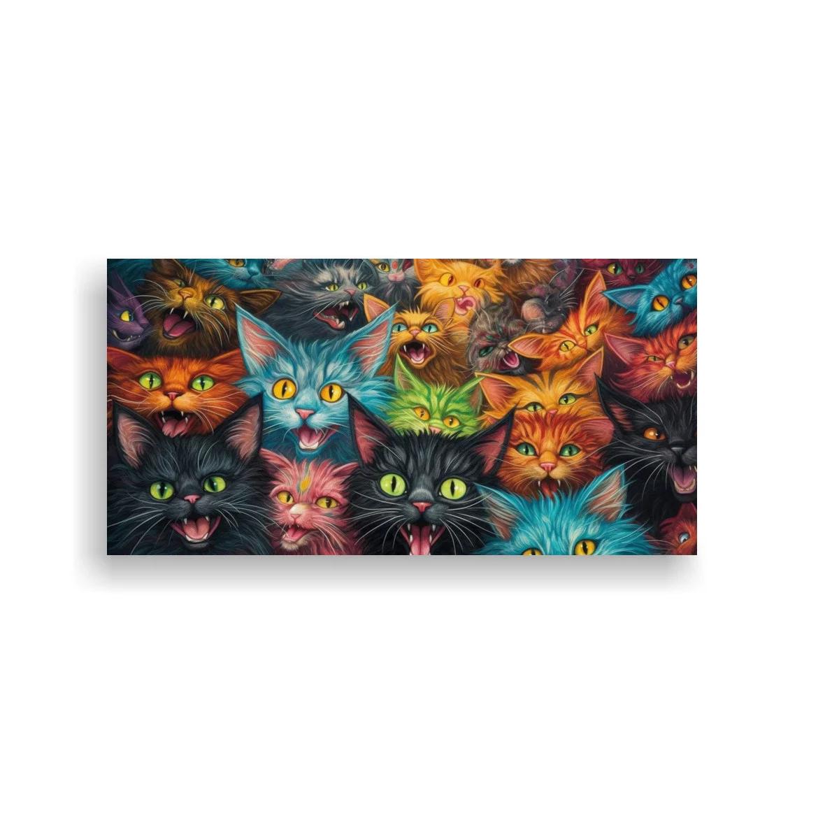 Cuadro grupo de gatos de colores con rostros superpuestos — imagen principal