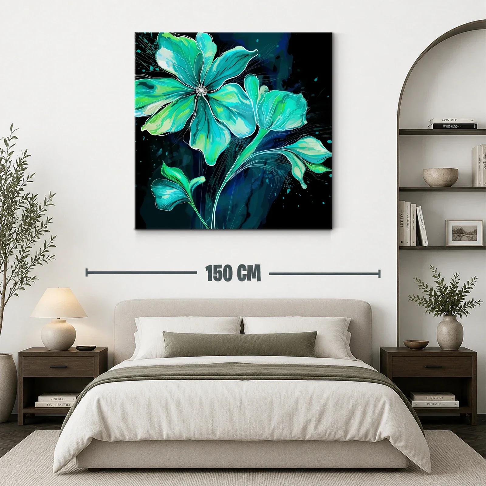 Flor azul vibrante con detalles en verdes y negros — miniatura 3