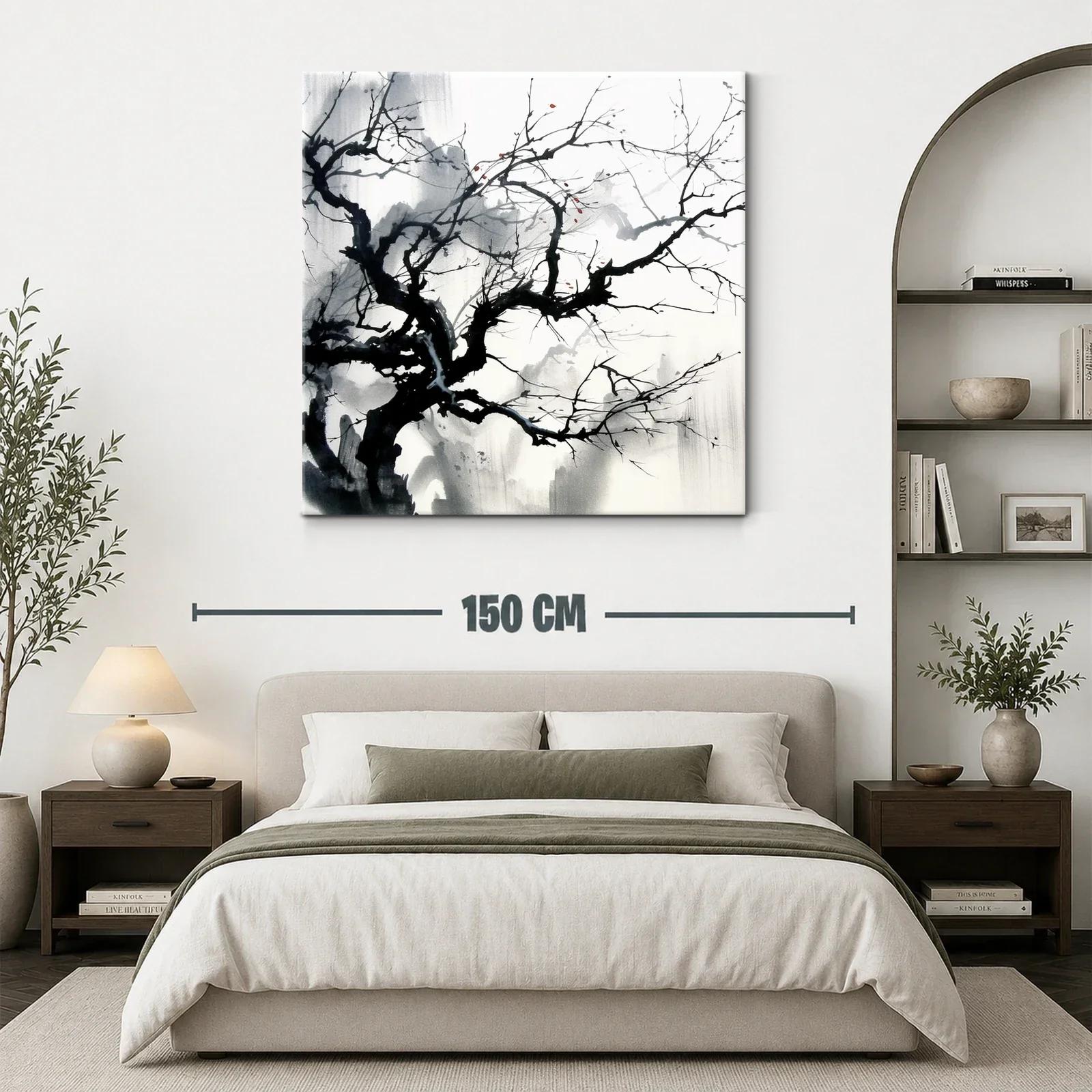 Árbol desnudo con toques de rojo en tinta artística — miniatura 3