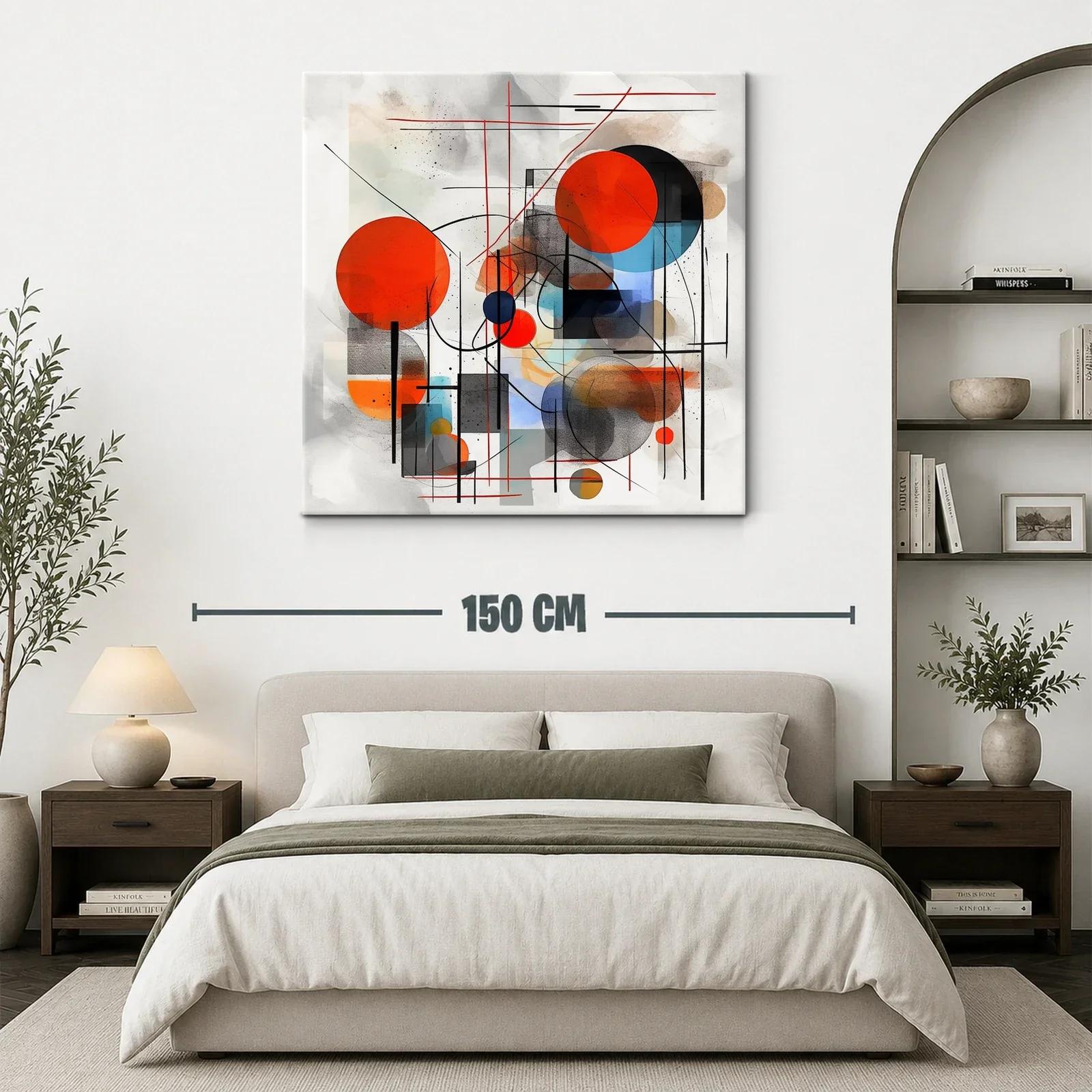 Composición abstracta con círculos en tonos vibrantes y líneas — miniatura 3