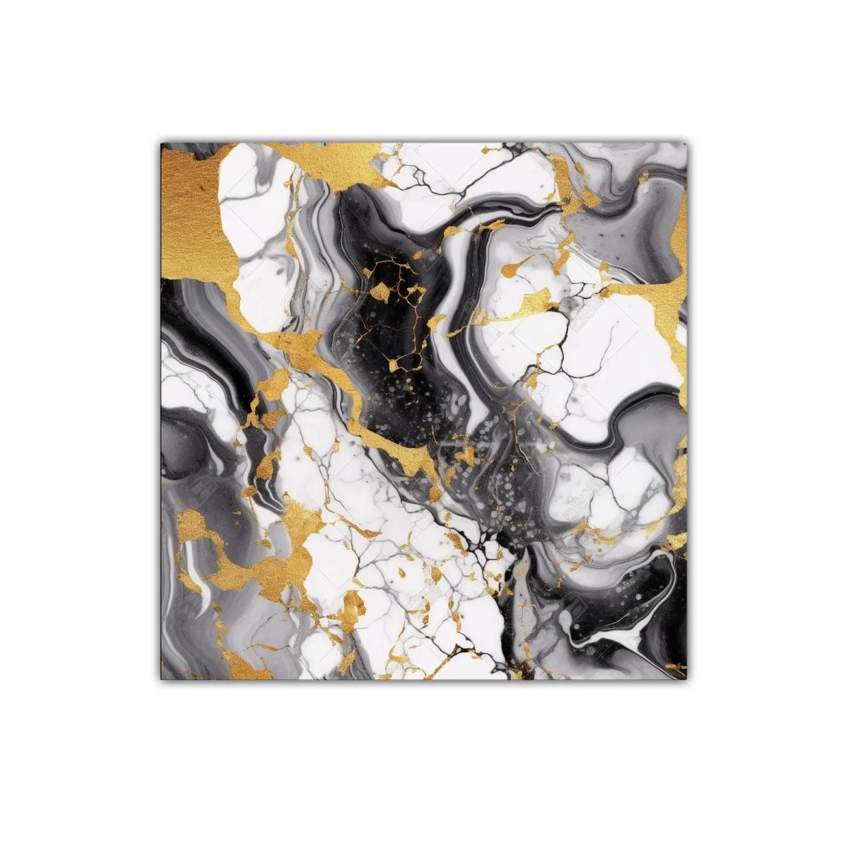 Arte abstracto con vetas doradas en tonos blanco y negro — miniatura 1