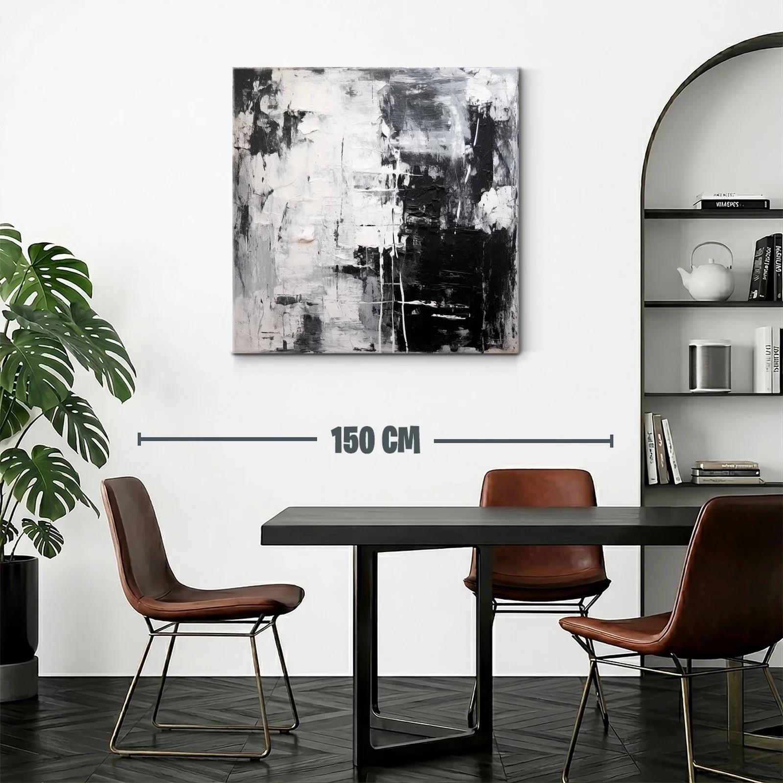 Cuadro abstracto en blanco y negro para ambientes modernos — miniatura 2