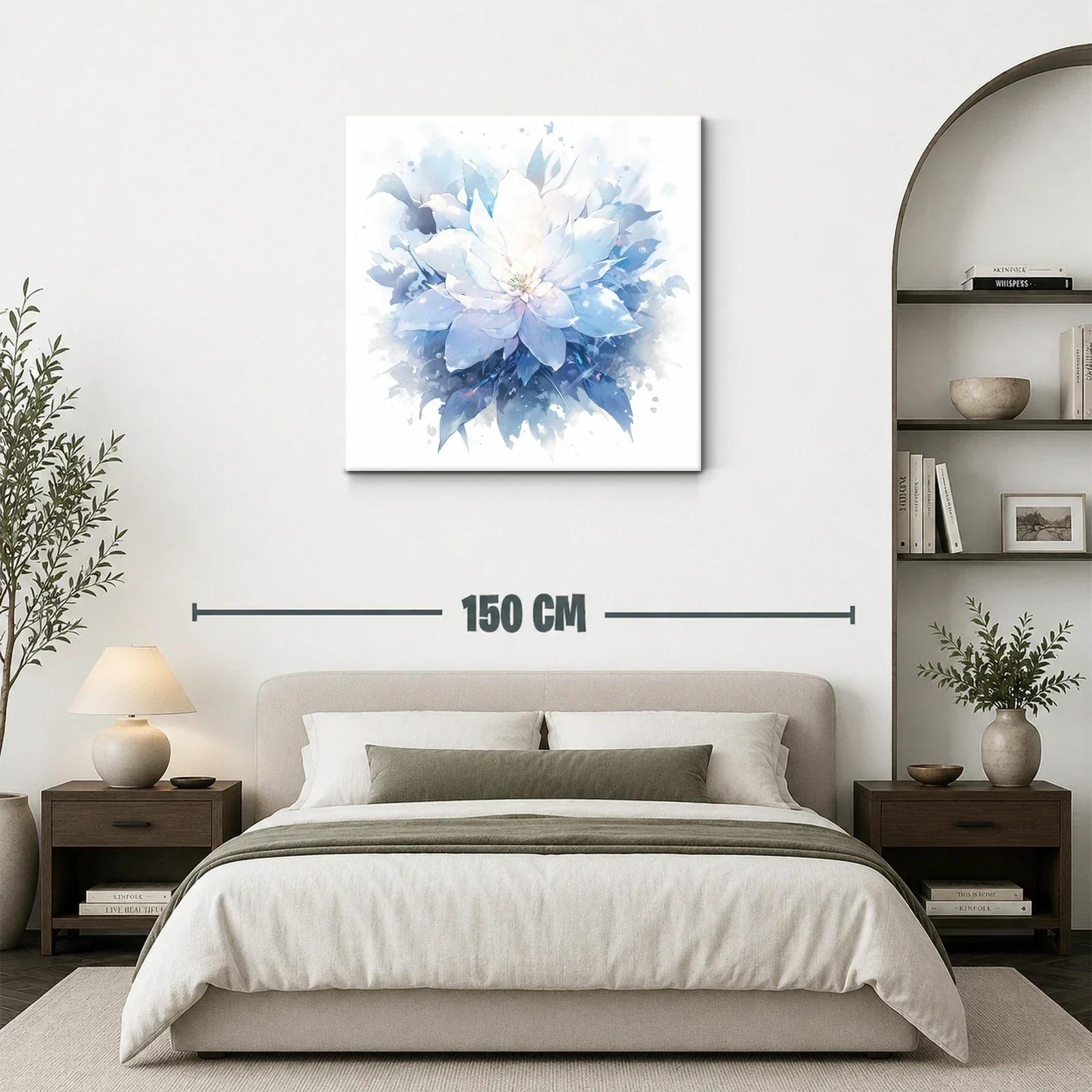 Flor blanca luminosa con tonos azules y ambiente etéreo — miniatura 3