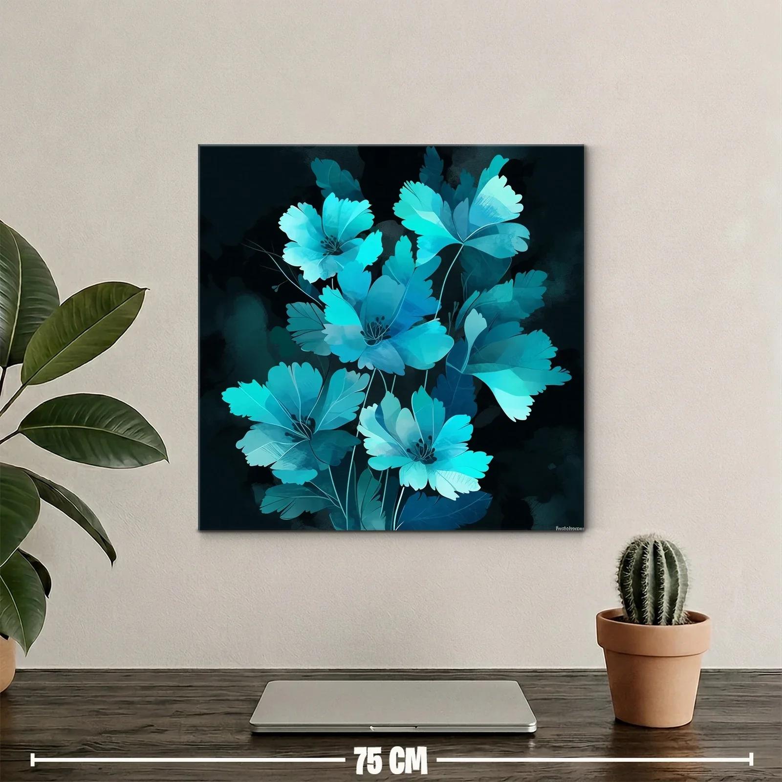 Flores en tonos azules vibrantes con fondo oscuro — miniatura 2