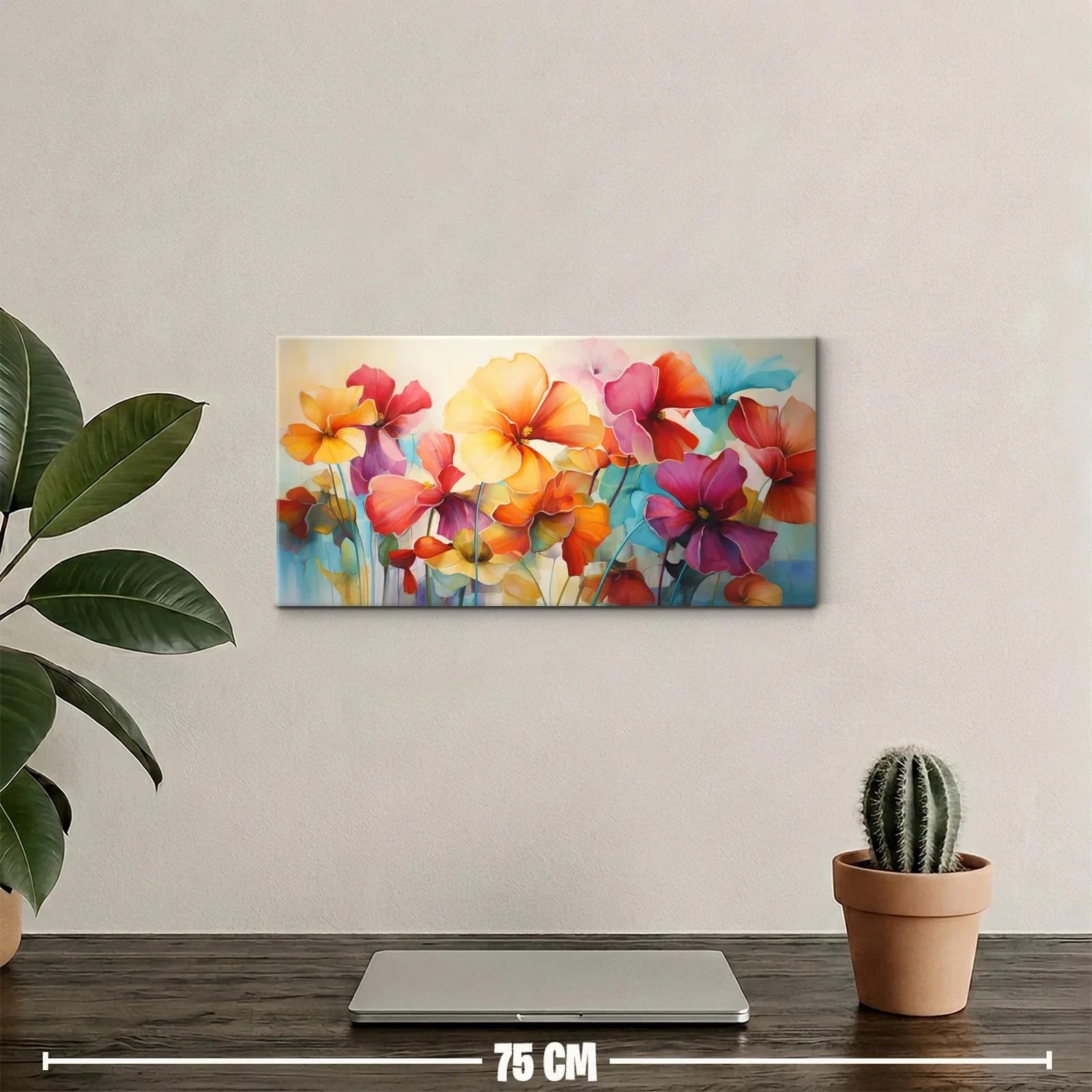 Cuadro flores tropicales multicolor en franja continua — miniatura 2