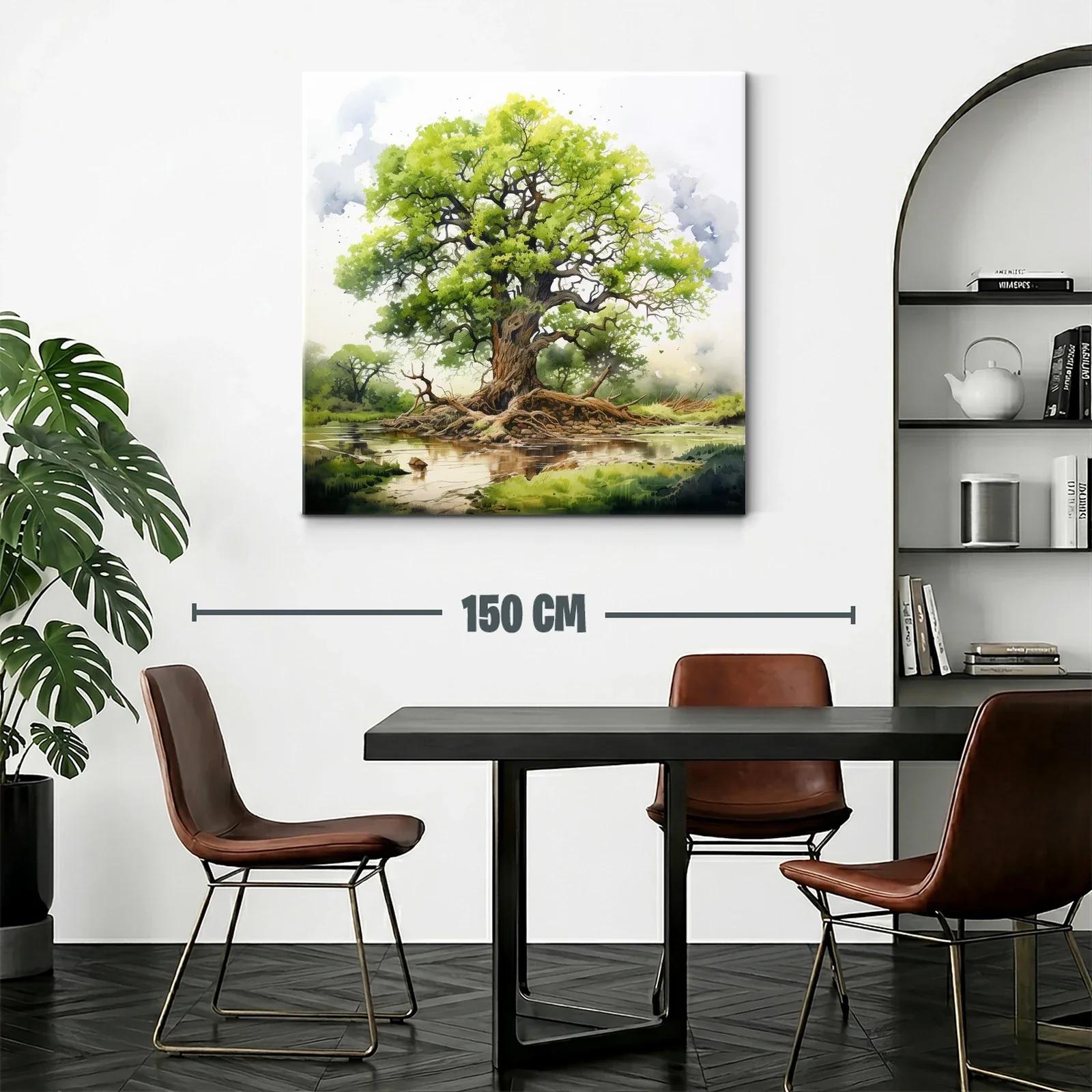 Majestuoso árbol junto a un tranquilo río en paisaje natural — miniatura 2