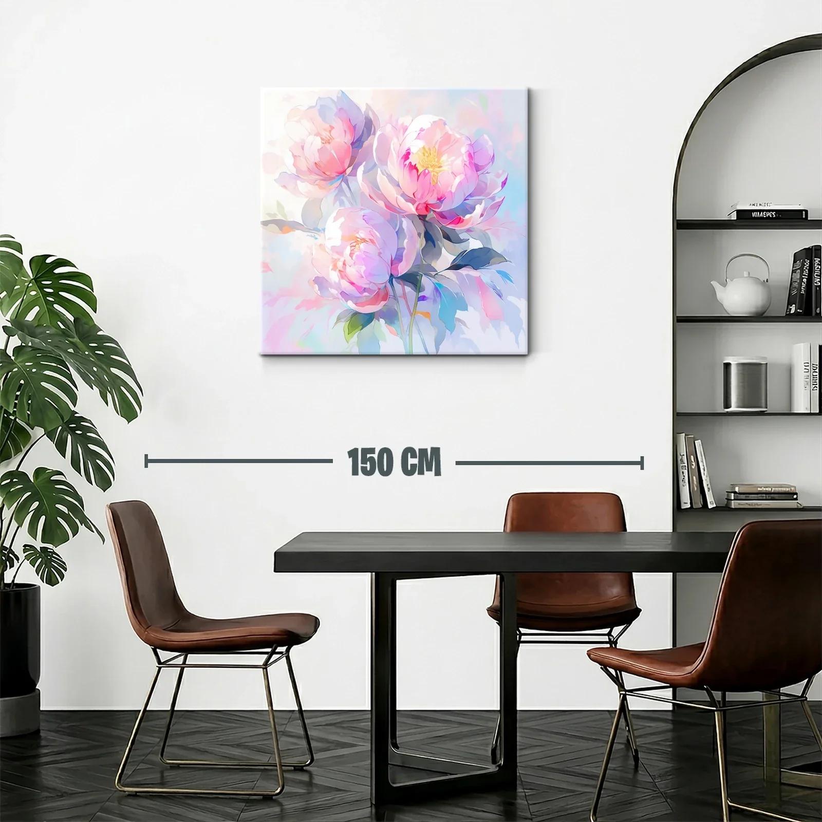 Cuadro floral con peonías en tonos pastel y suaves luces — miniatura 2