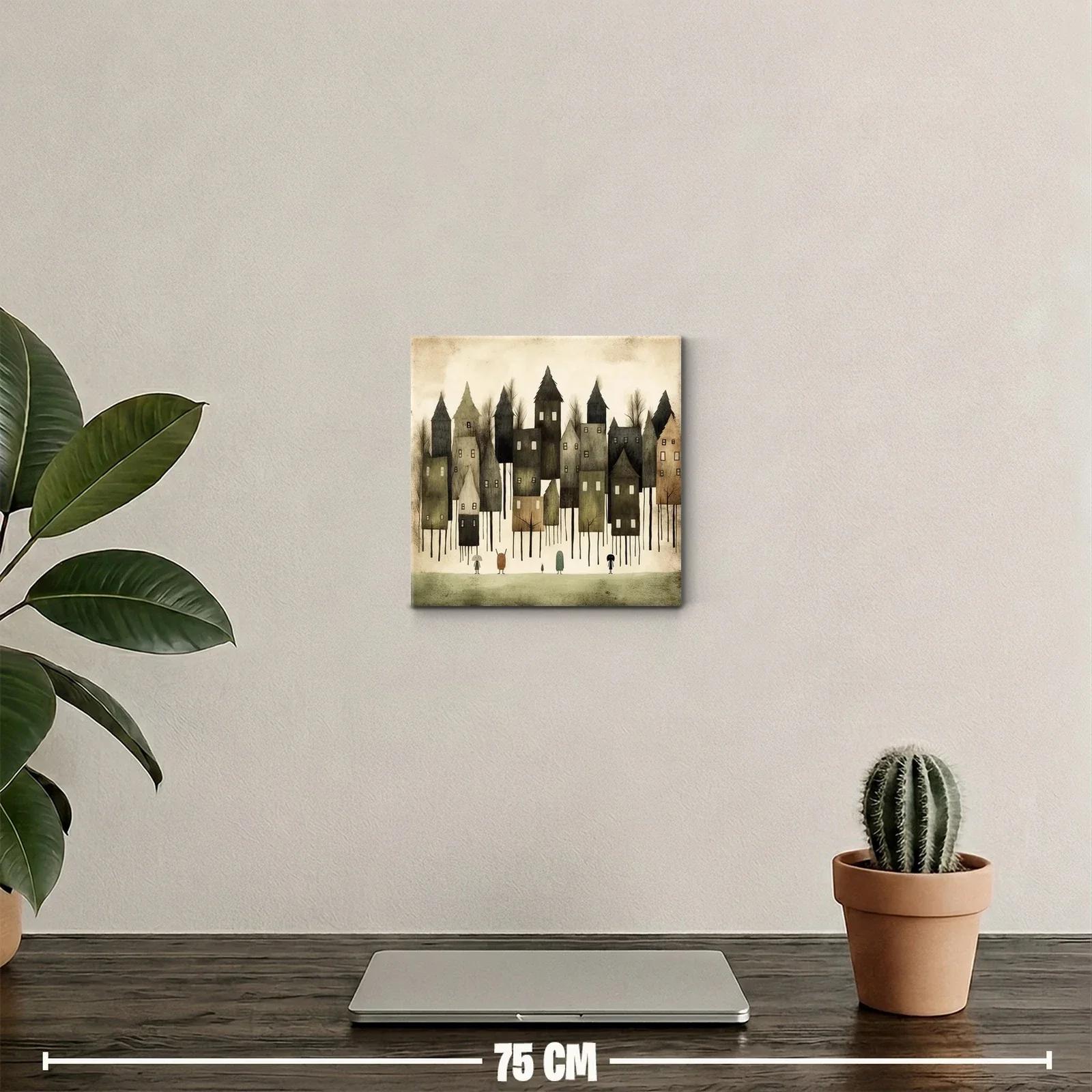 Ciudad de casas altas con esencia misteriosa y tonos terrosos — miniatura 2