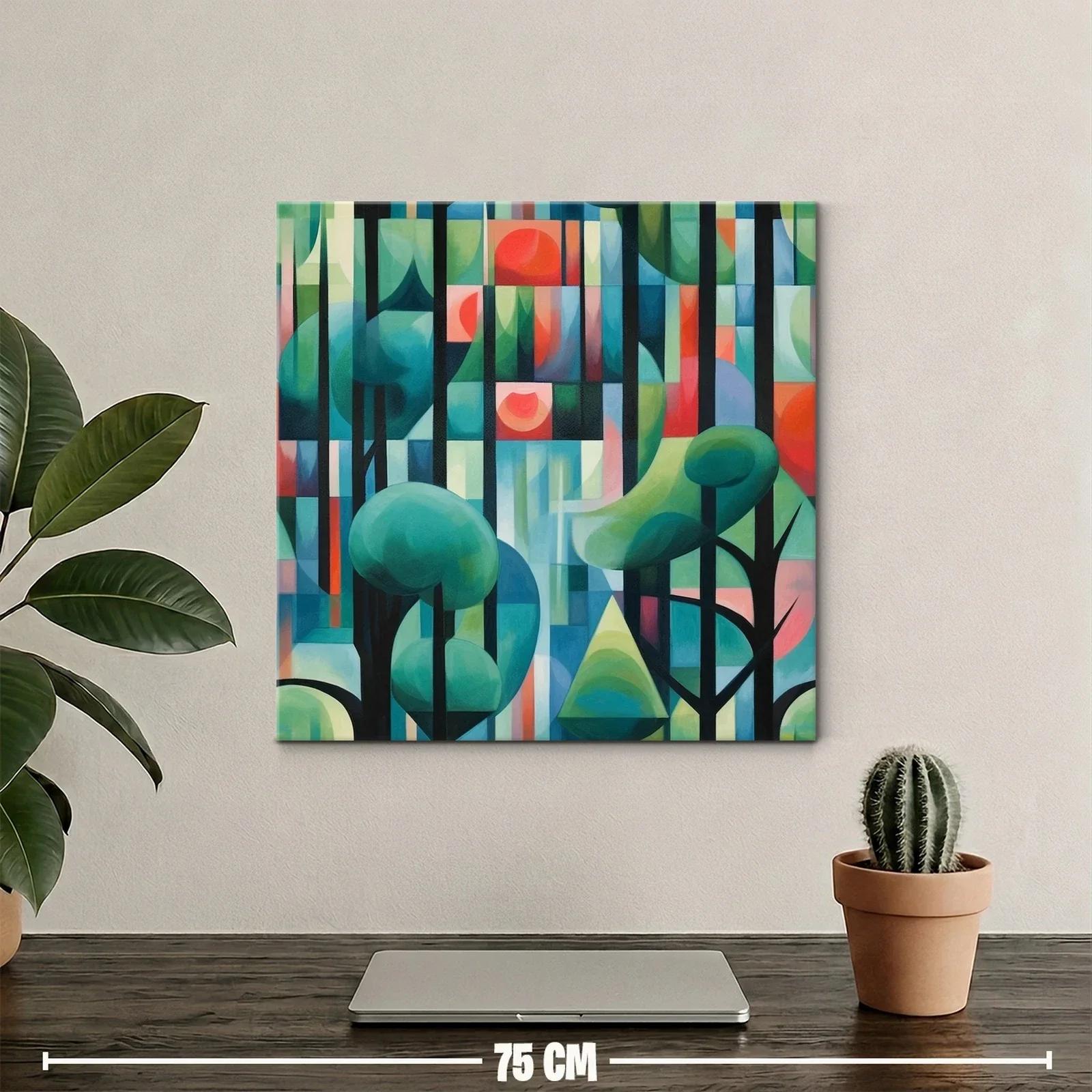 Cuadro abstracto con formas geométricas y tonos vibrantes — miniatura 2