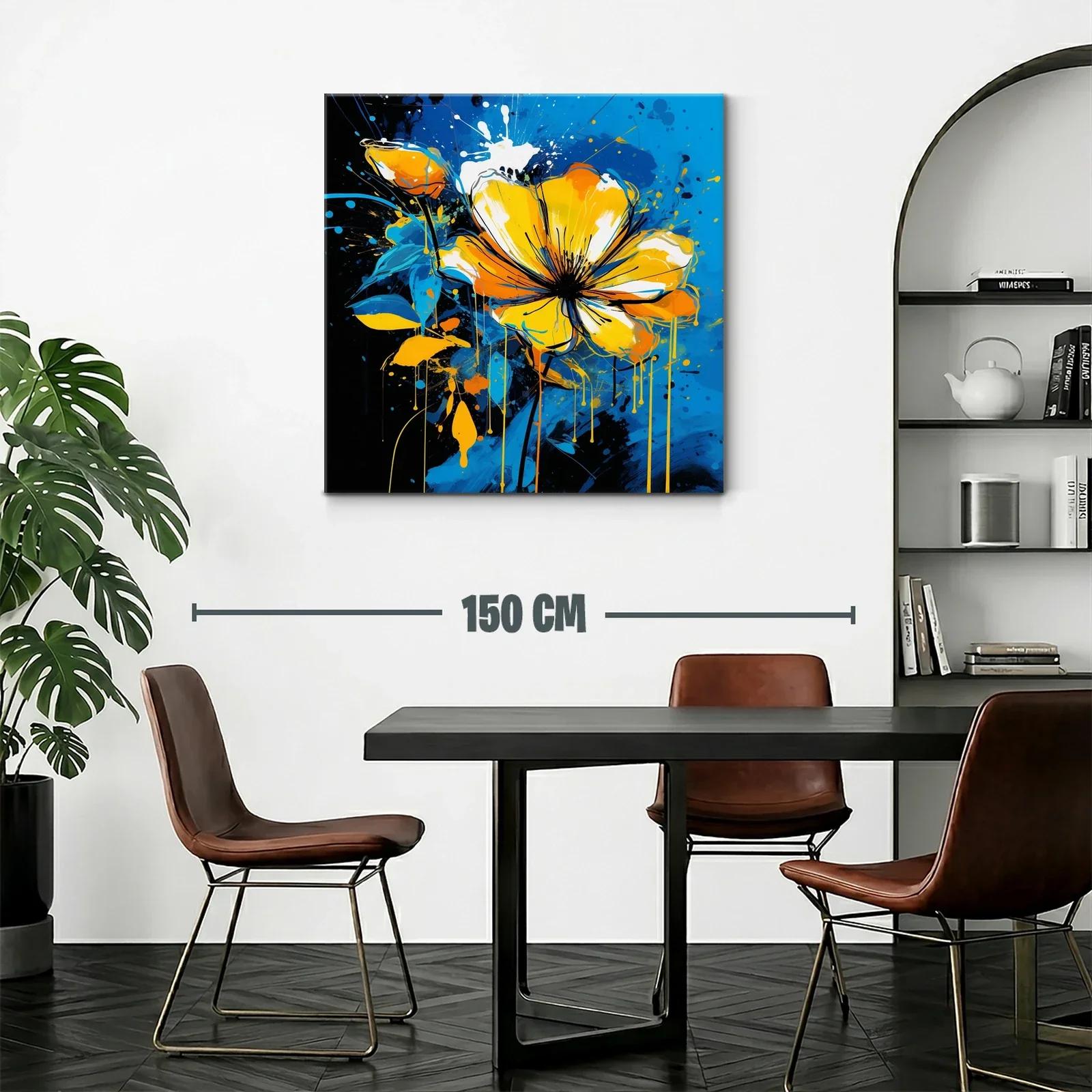 Flor vibrante en tonos amarillos y azules dinámicos — miniatura 2