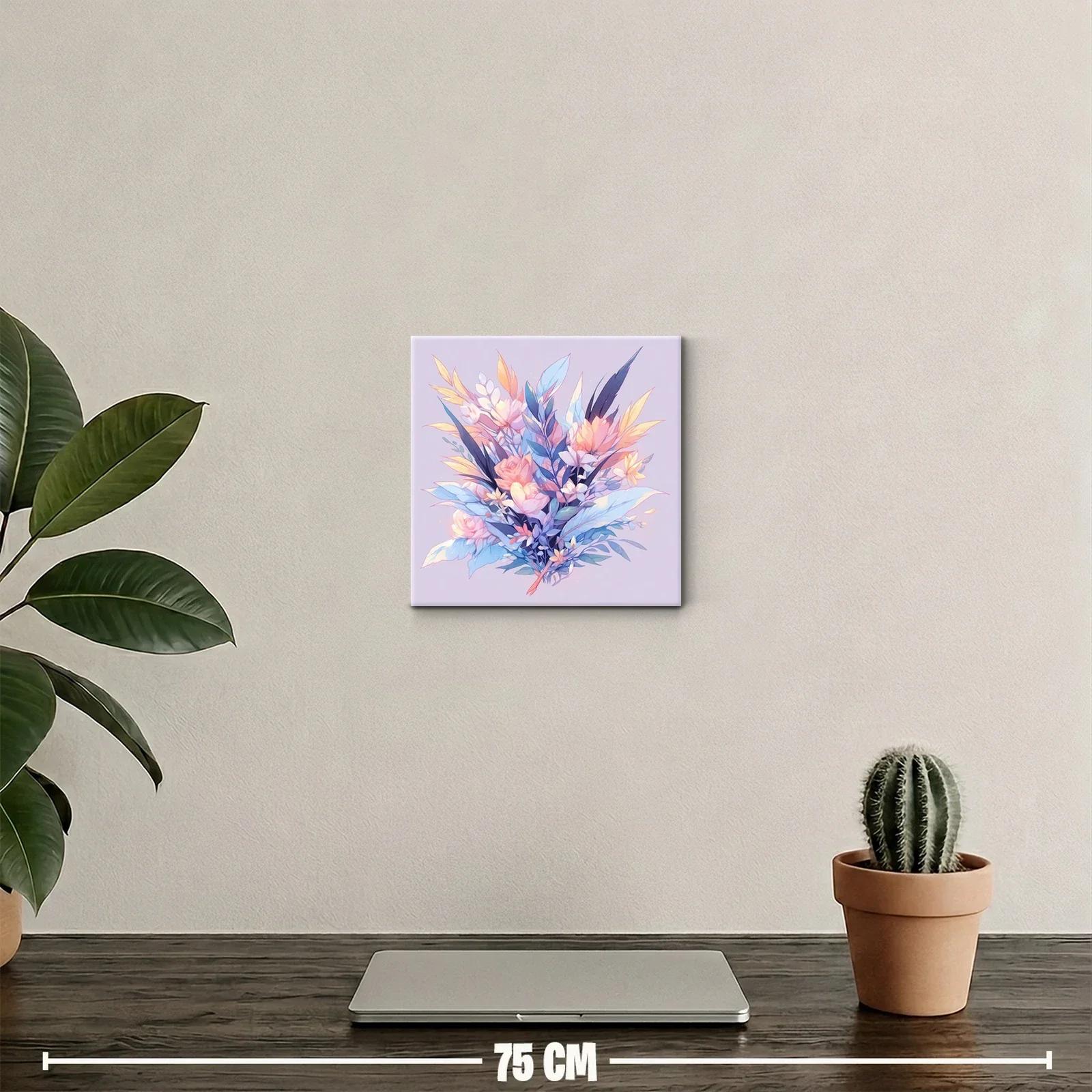 Cuadro floral en tonos pastel y azul suave — miniatura 2