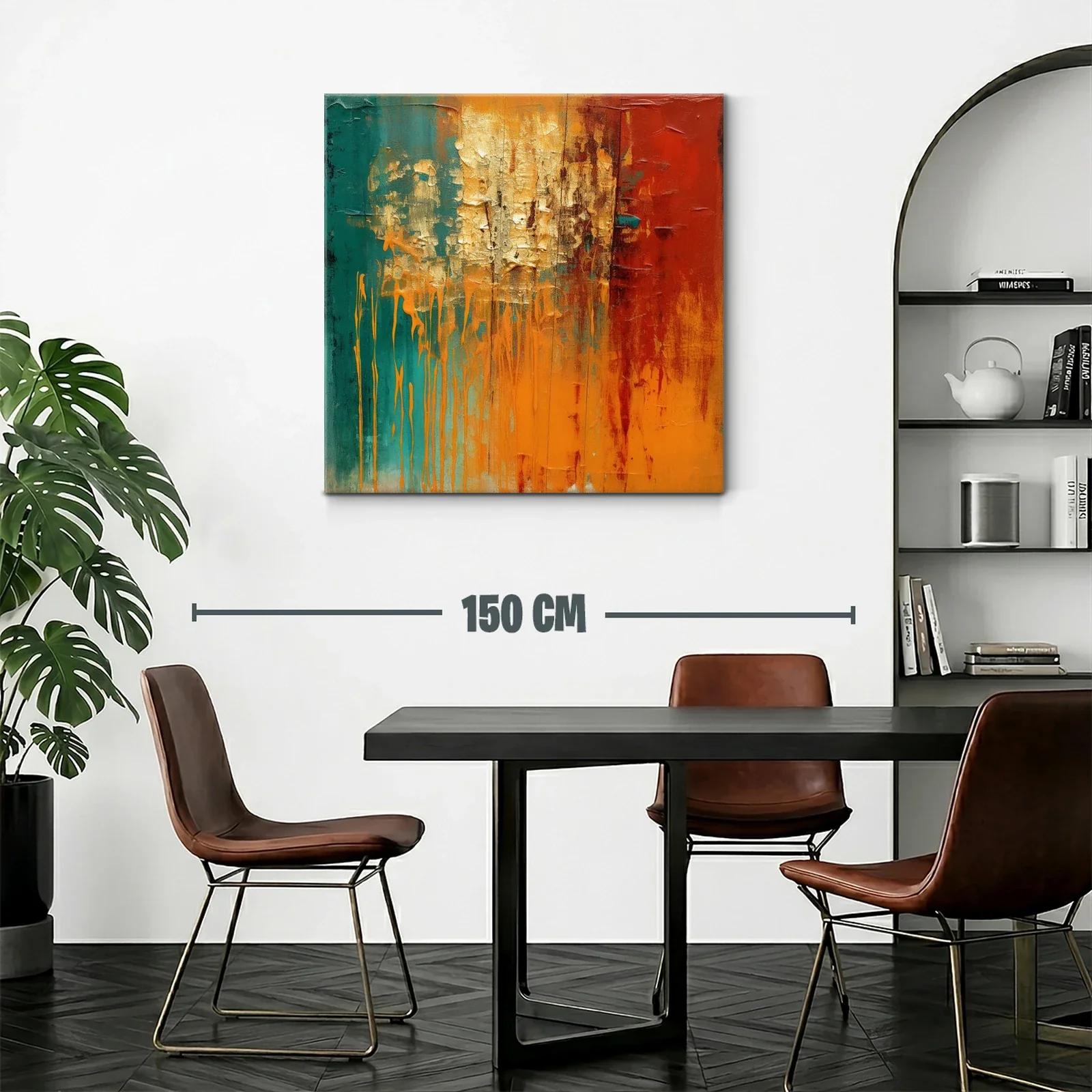 Cuadro abstracto con tonos cálidos y texturas fuertes — miniatura 2