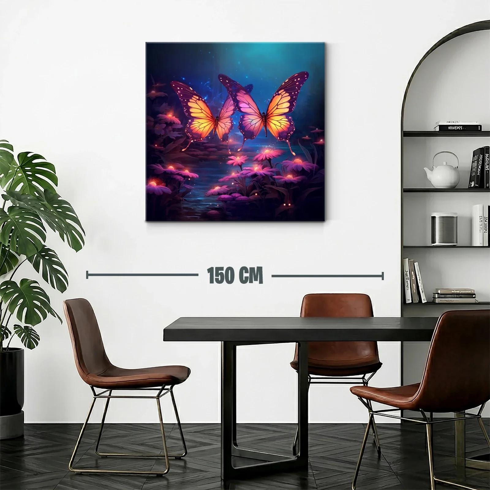 Mariposas luminosas sobre flores en bosque encantado — miniatura 2