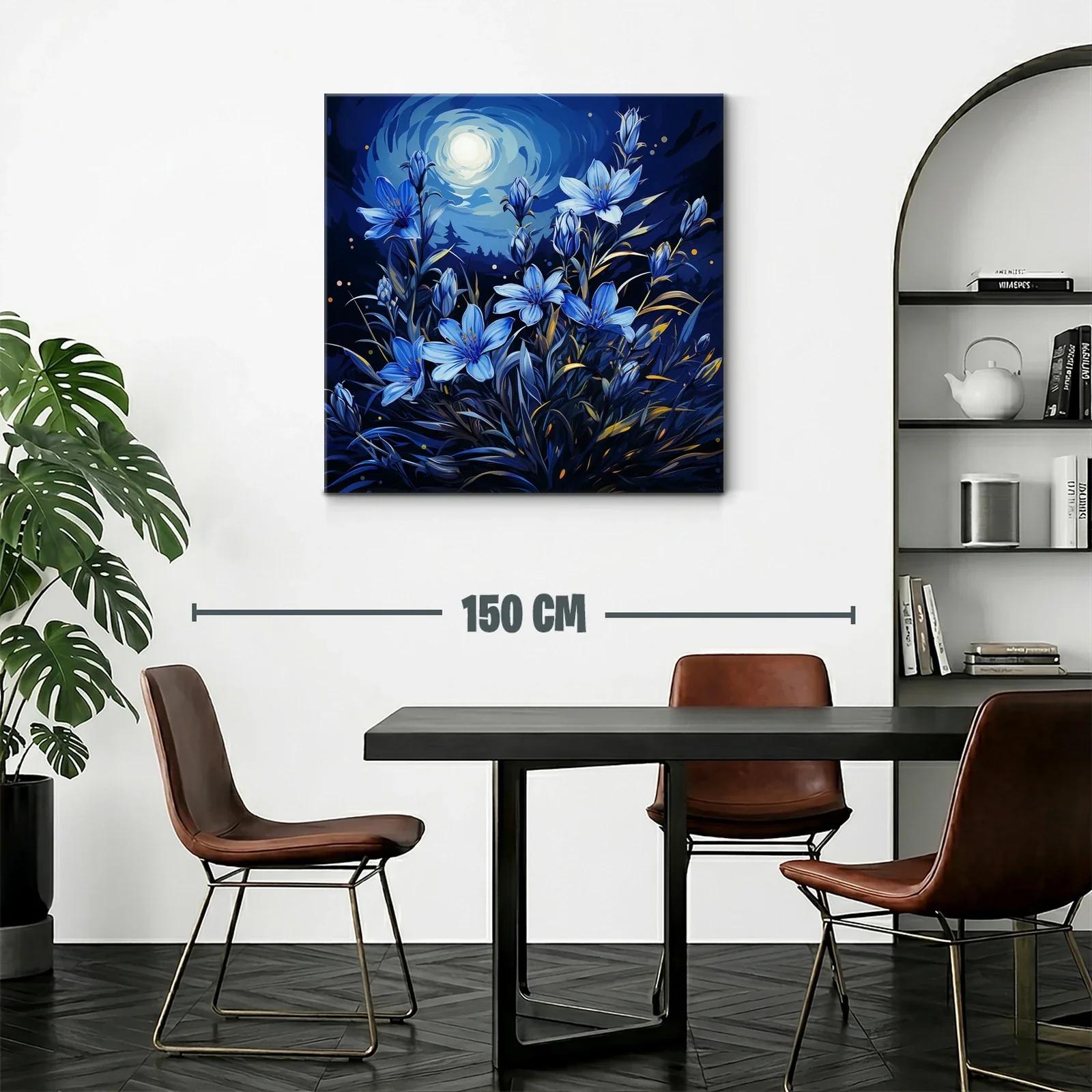 Ramo de flores azules bajo la luna brillante — miniatura 2
