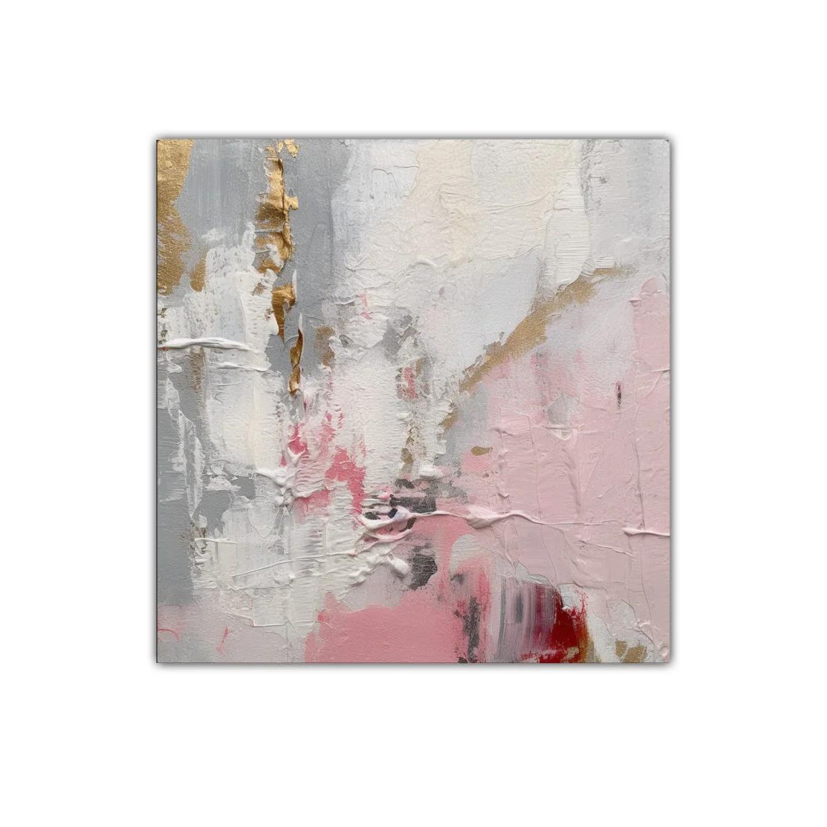 Cuadro decorativo abstracto en tonos suaves pastel y dorados — miniatura 1