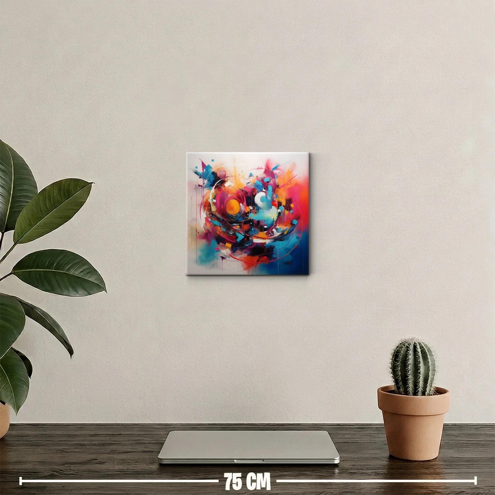 Cuadro abstracto moderno con explosión de color y energía — miniatura 2