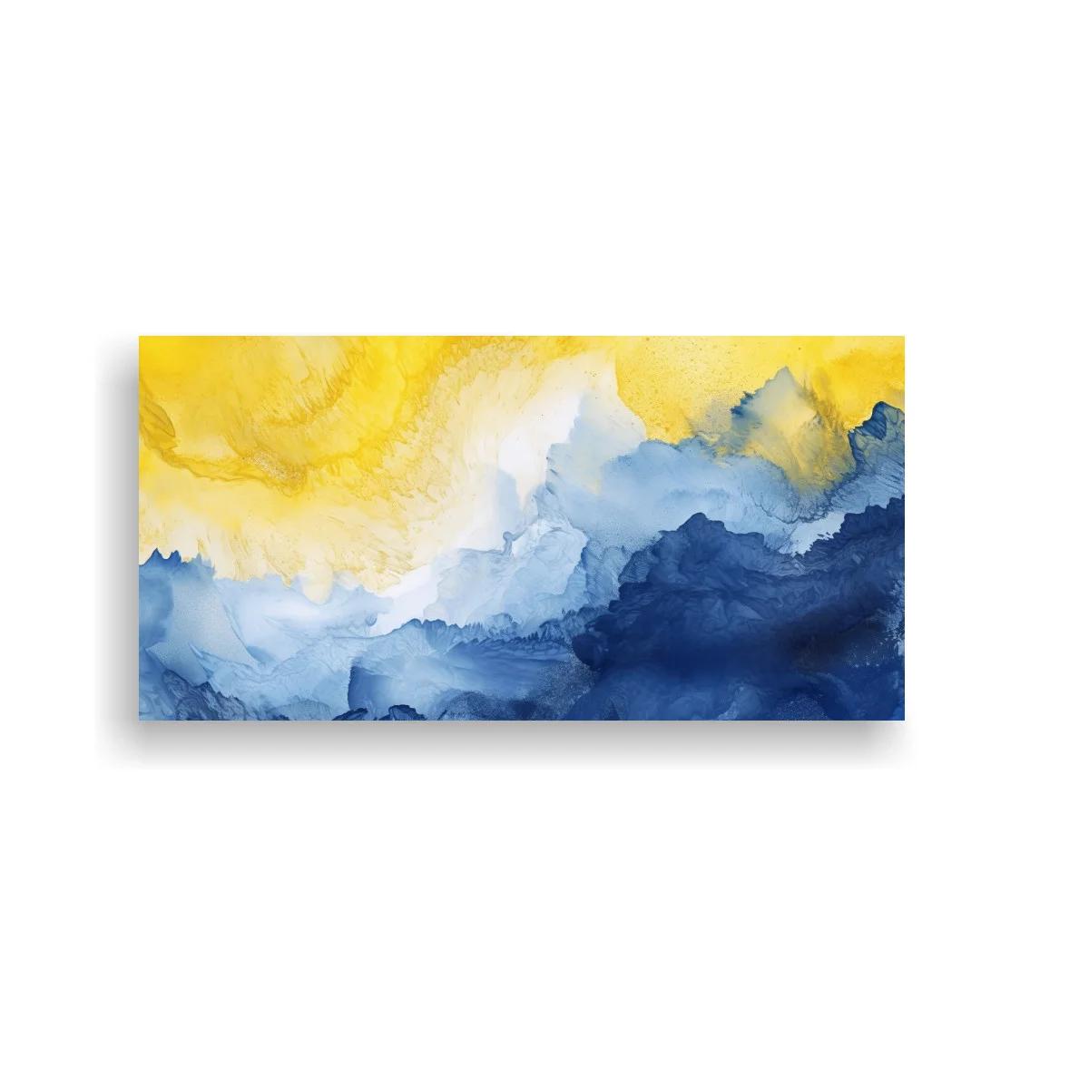Cuadro paisaje abstracto de nubes y agua en tonos dorados y azules — imagen principal