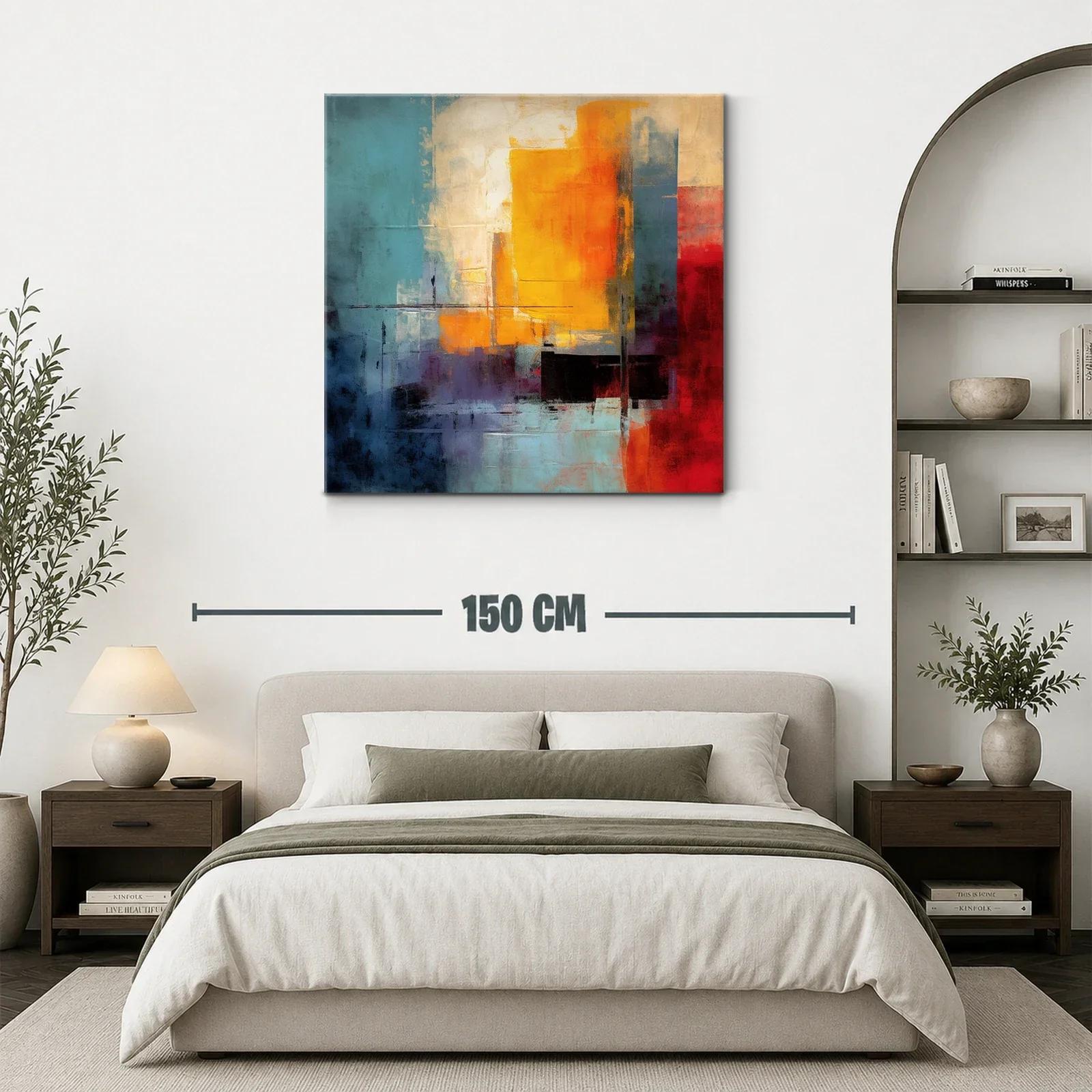 Cuadro abstracto con vibrantes tonos cálidos y fríos — miniatura 3