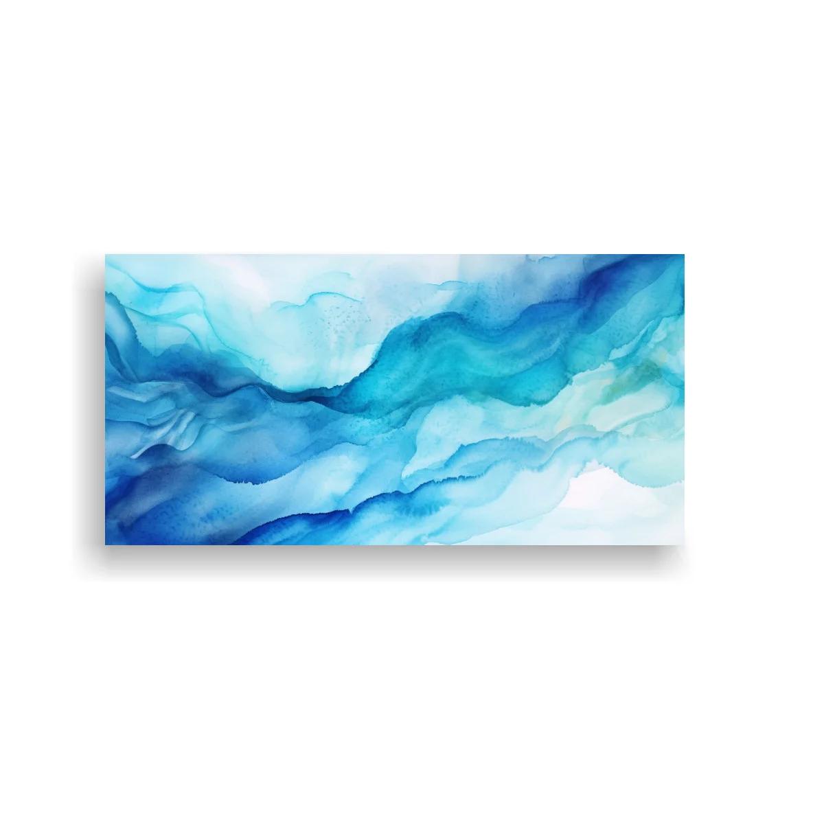 Cuadro olas abstractas azules con franjas onduladas — imagen principal