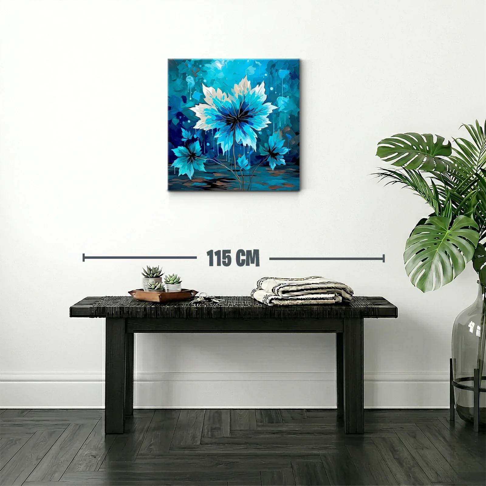 Cuadro floral en tonos azules para espacios modernos — miniatura 2