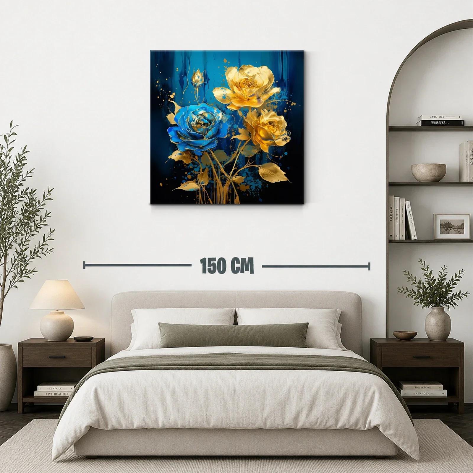 Ramo de rosas doradas y azul eléctrico vibrante — miniatura 3