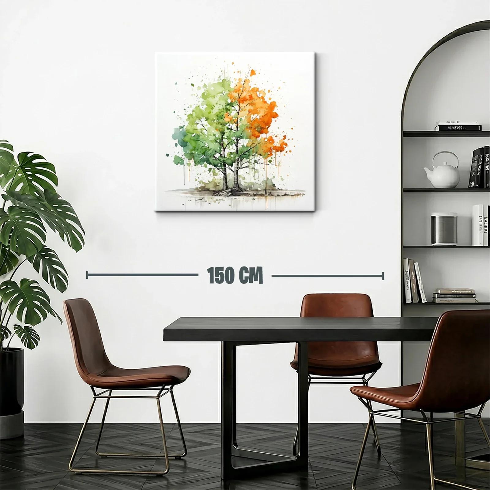 Árbol en transición con tonos verdes y naranjas vibrantes — miniatura 2
