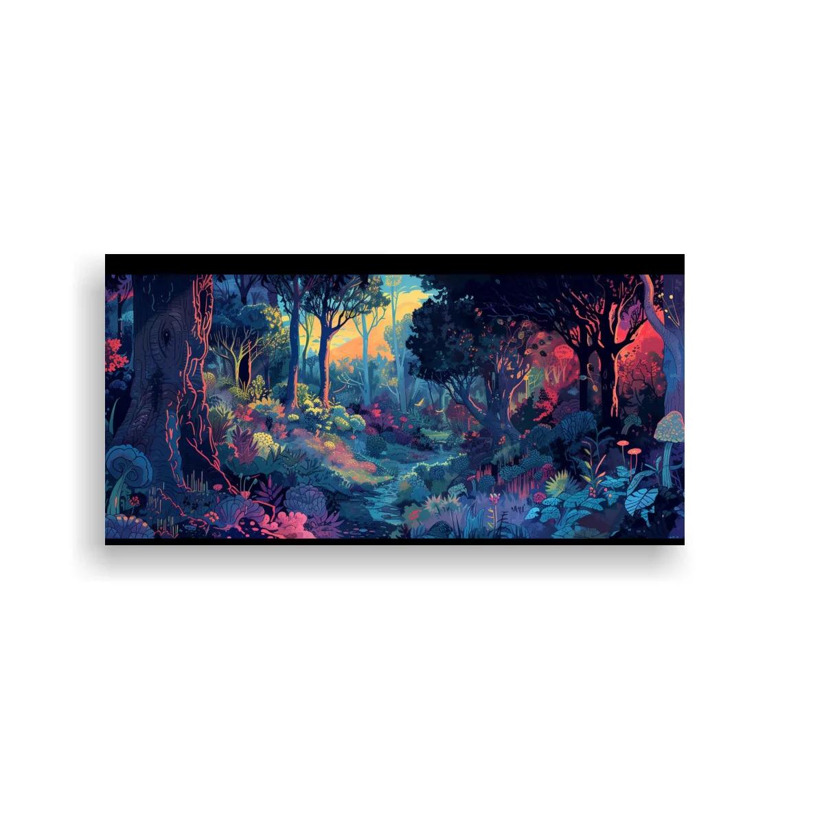 Cuadro bosque con helechos y hongos claros — imagen principal