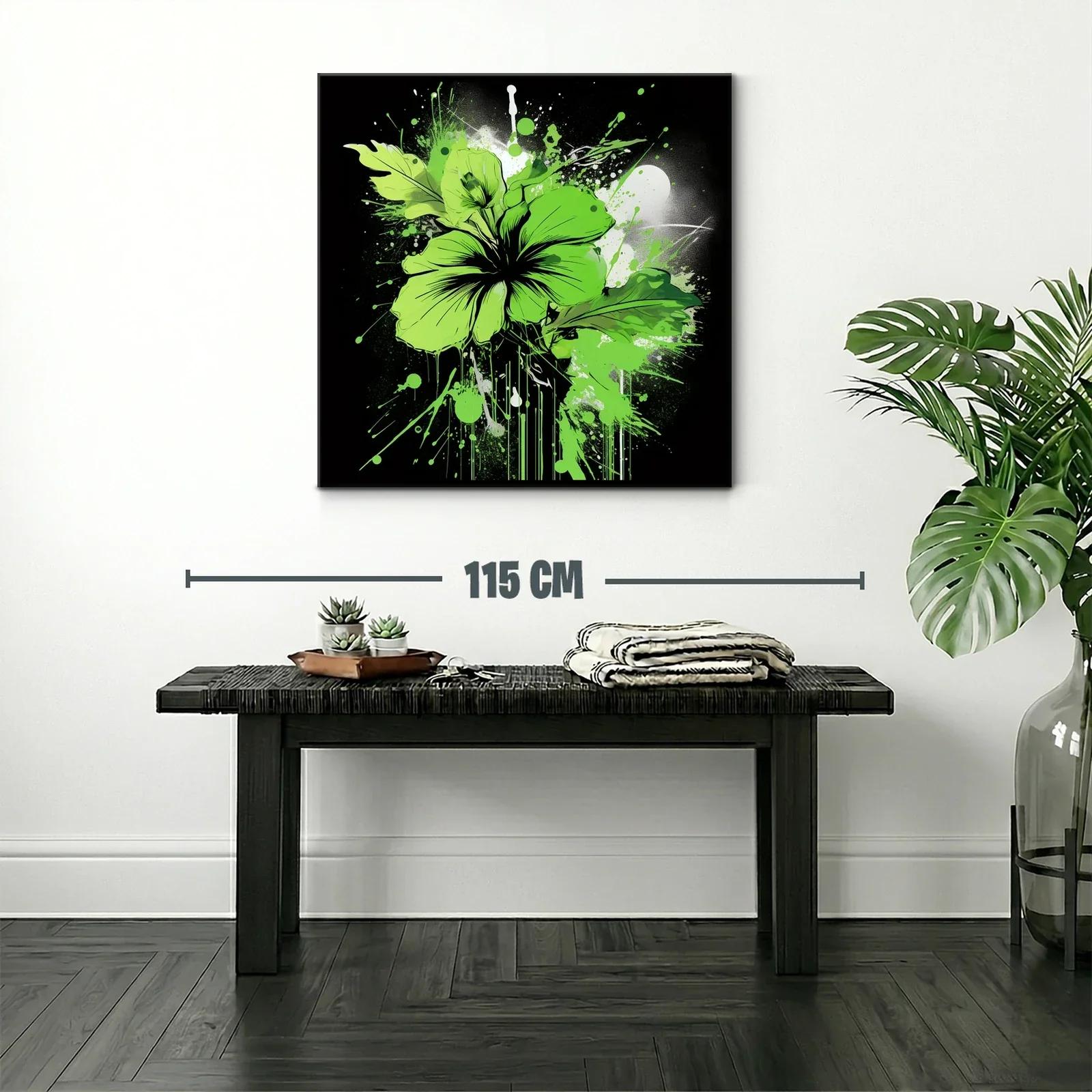 Flor verde vibrante con explosión artística sobre fondo oscuro — miniatura 2