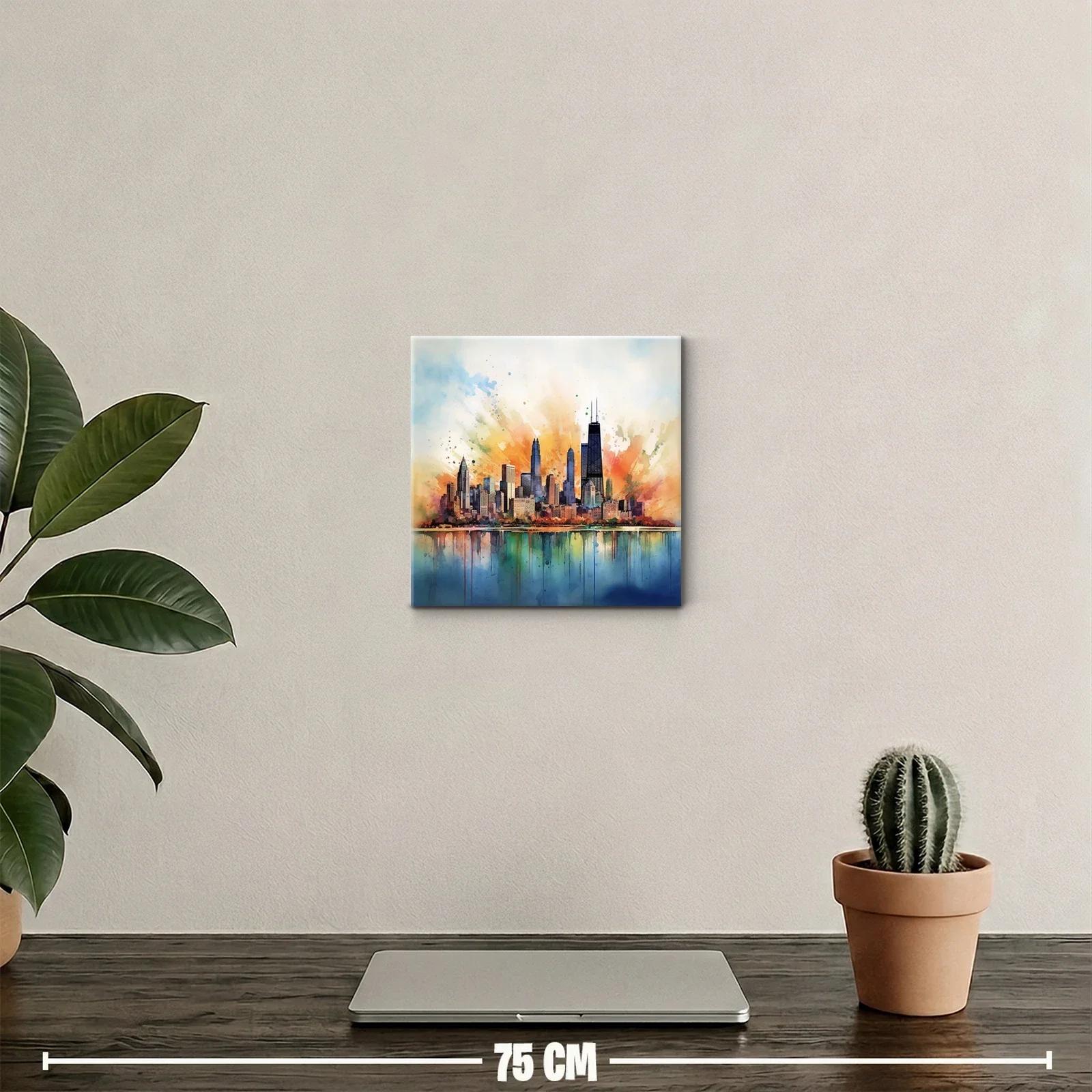 Vibrante ciudad con reflejos en tonos cálidos y fríos — miniatura 2