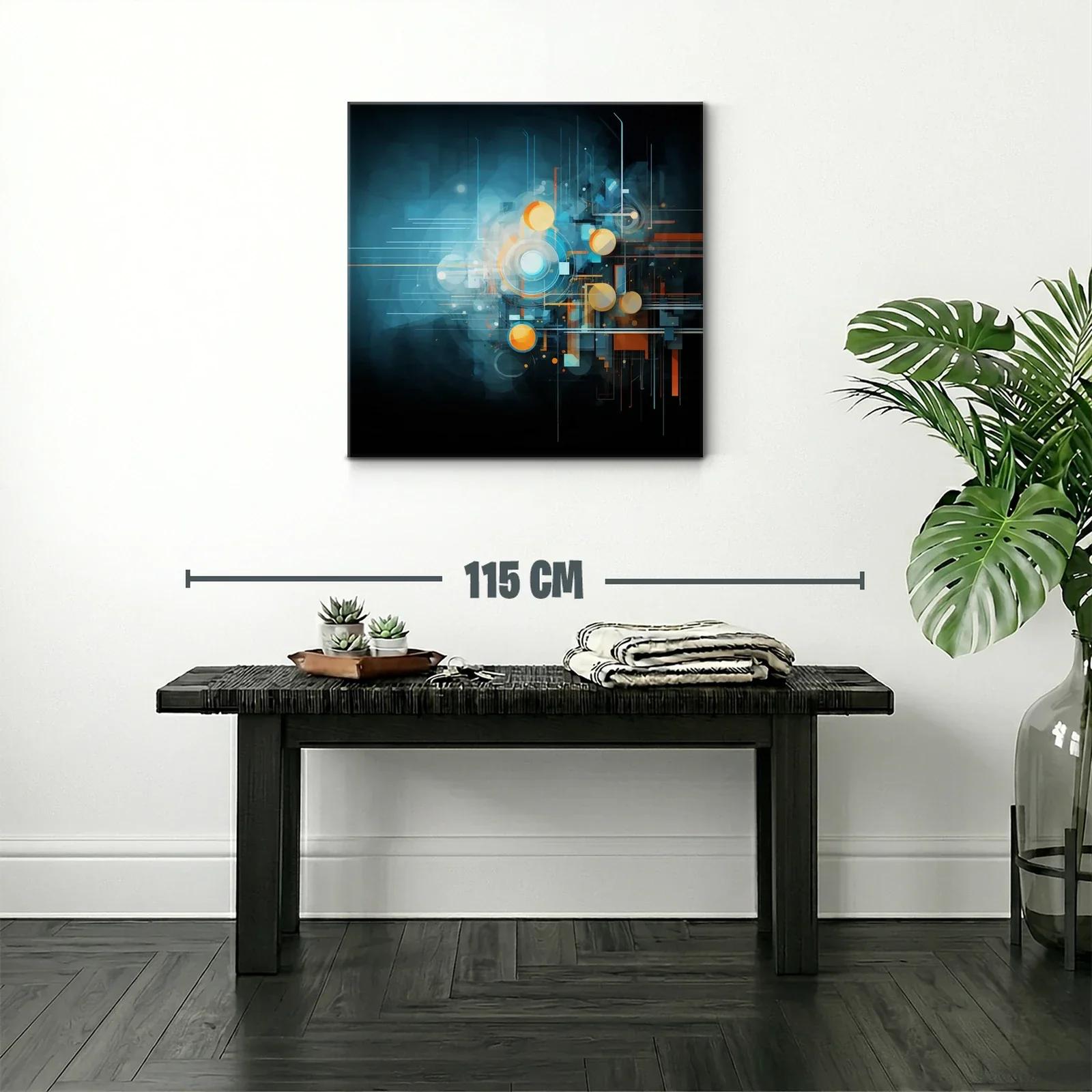 Composición abstracta futurista con tonos azules y naranjas — miniatura 2
